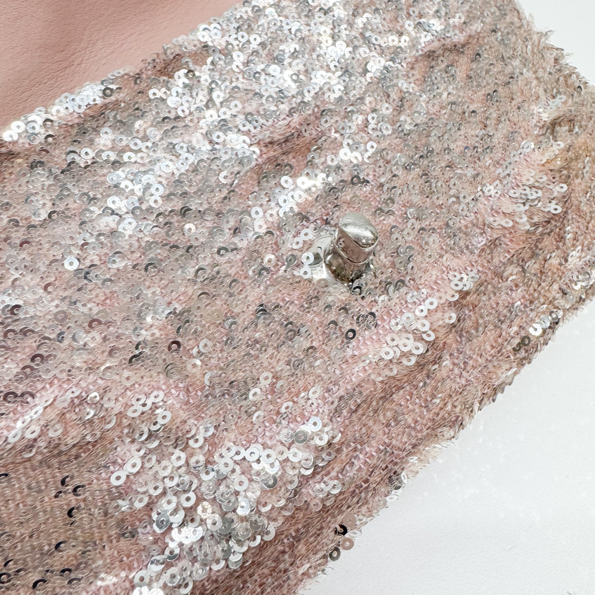 Double Flap Pink Sequin Shoulder Bag
