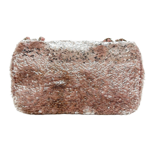 Double Flap Pink Sequin Shoulder Bag