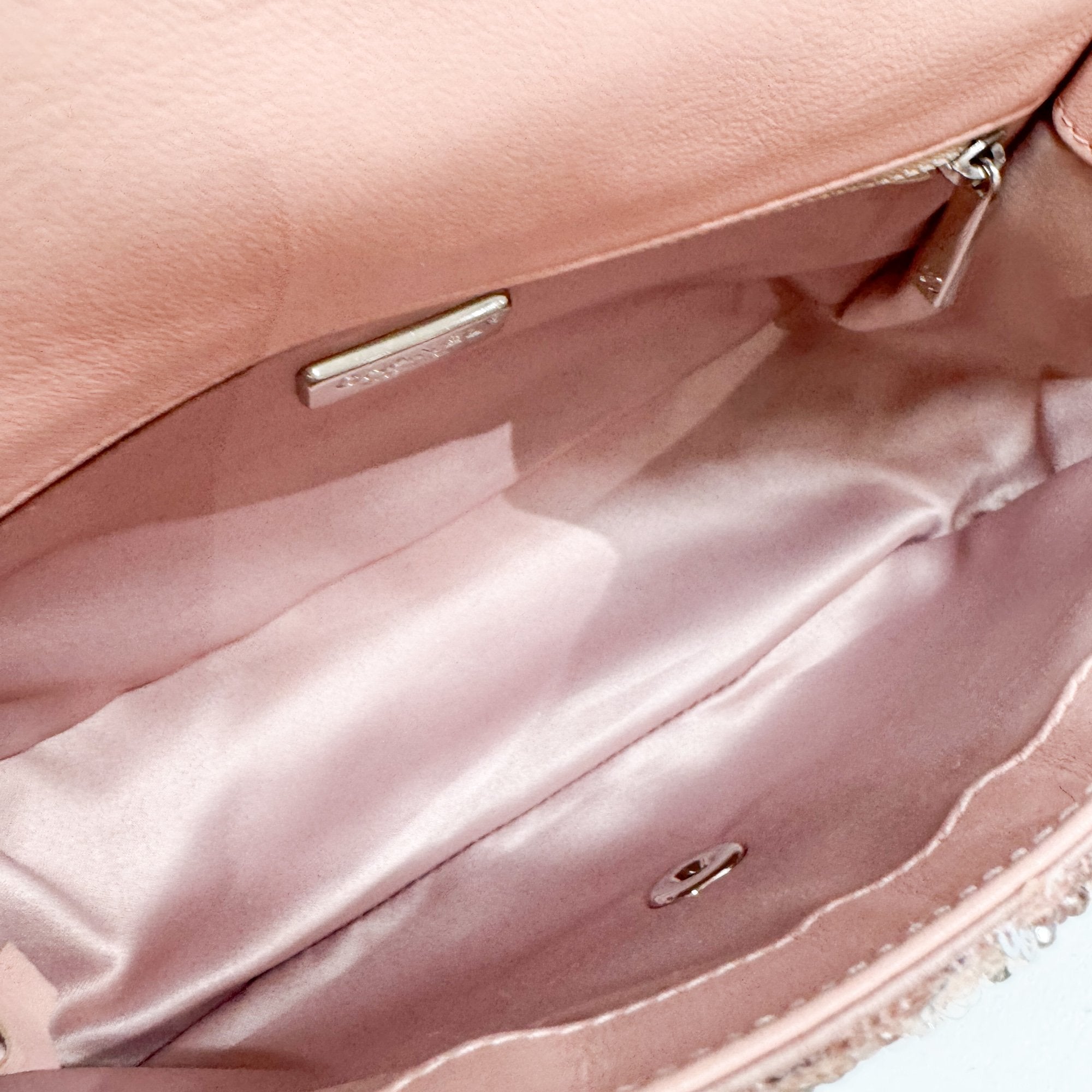 Double Flap Pink Sequin Shoulder Bag