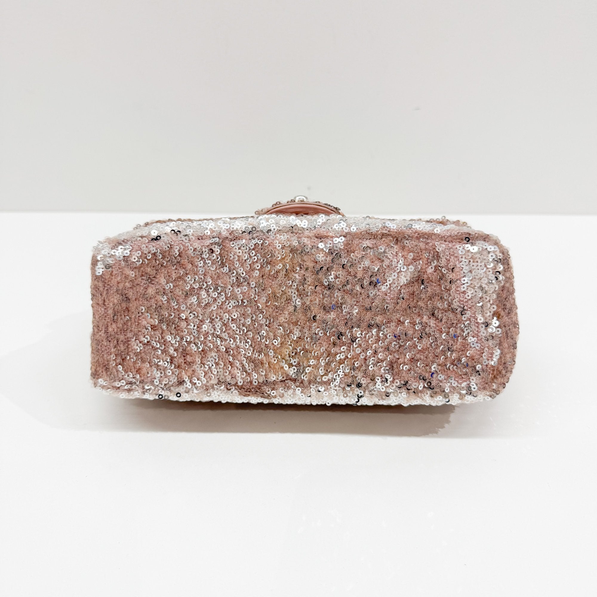 Double Flap Pink Sequin Shoulder Bag