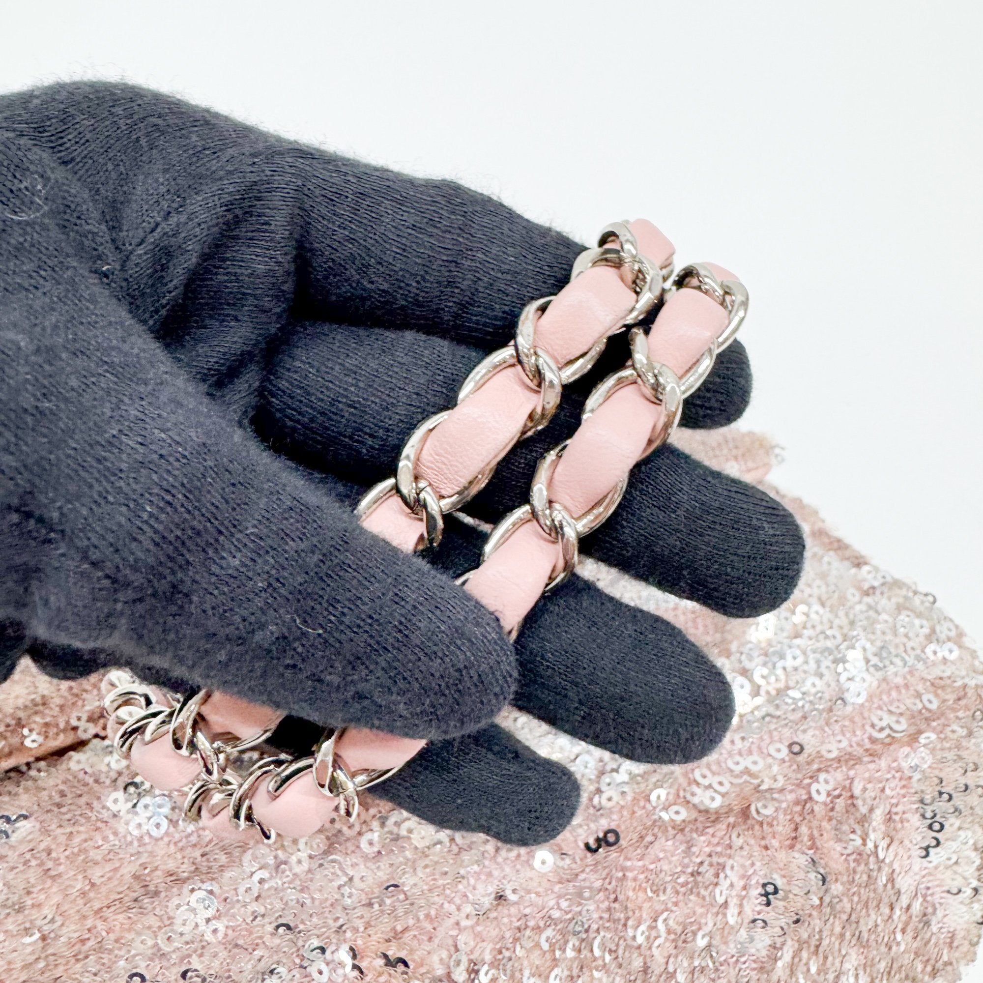 Double Flap Pink Sequin Shoulder Bag