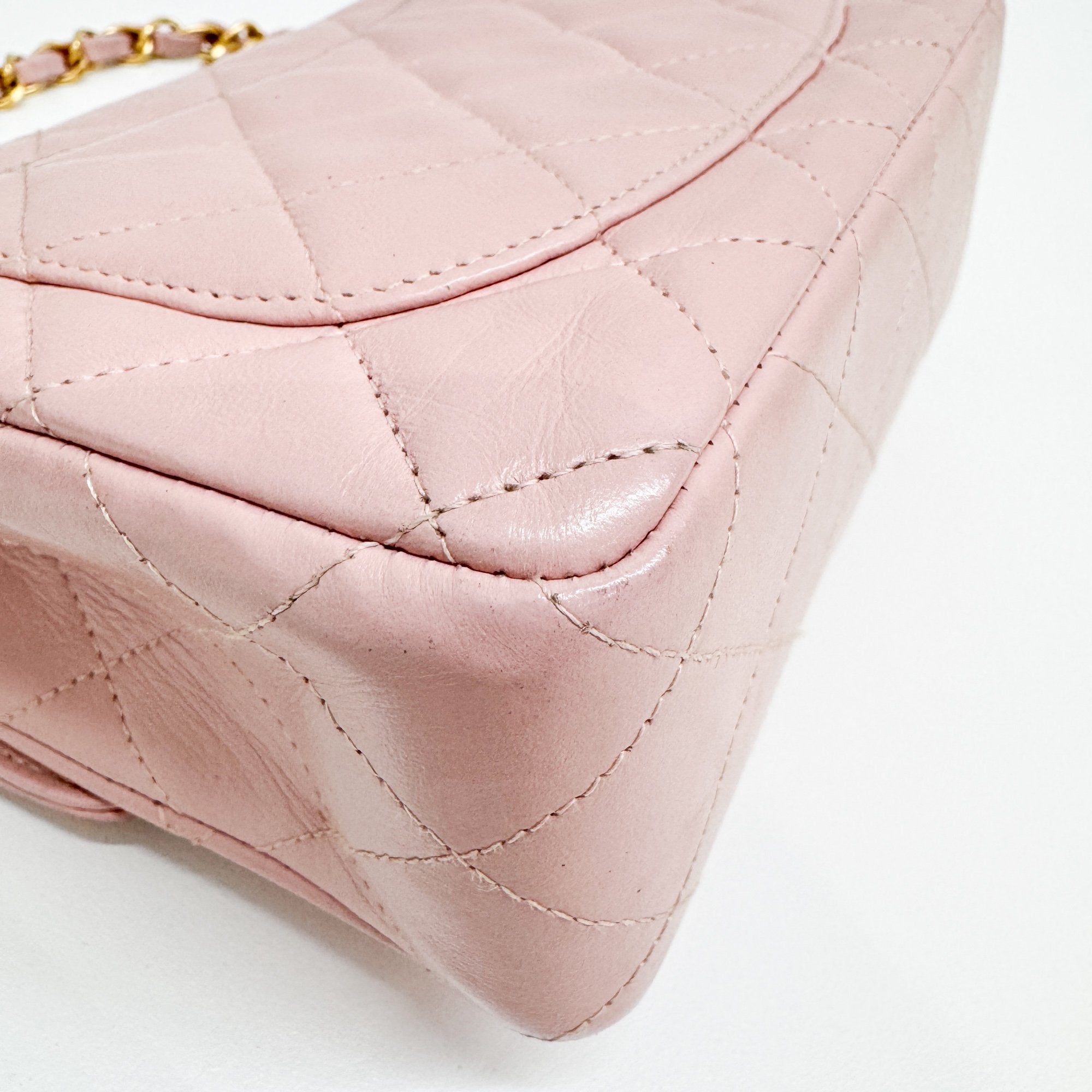 Mini Classic Flap Pink Leather Shoulder Bag