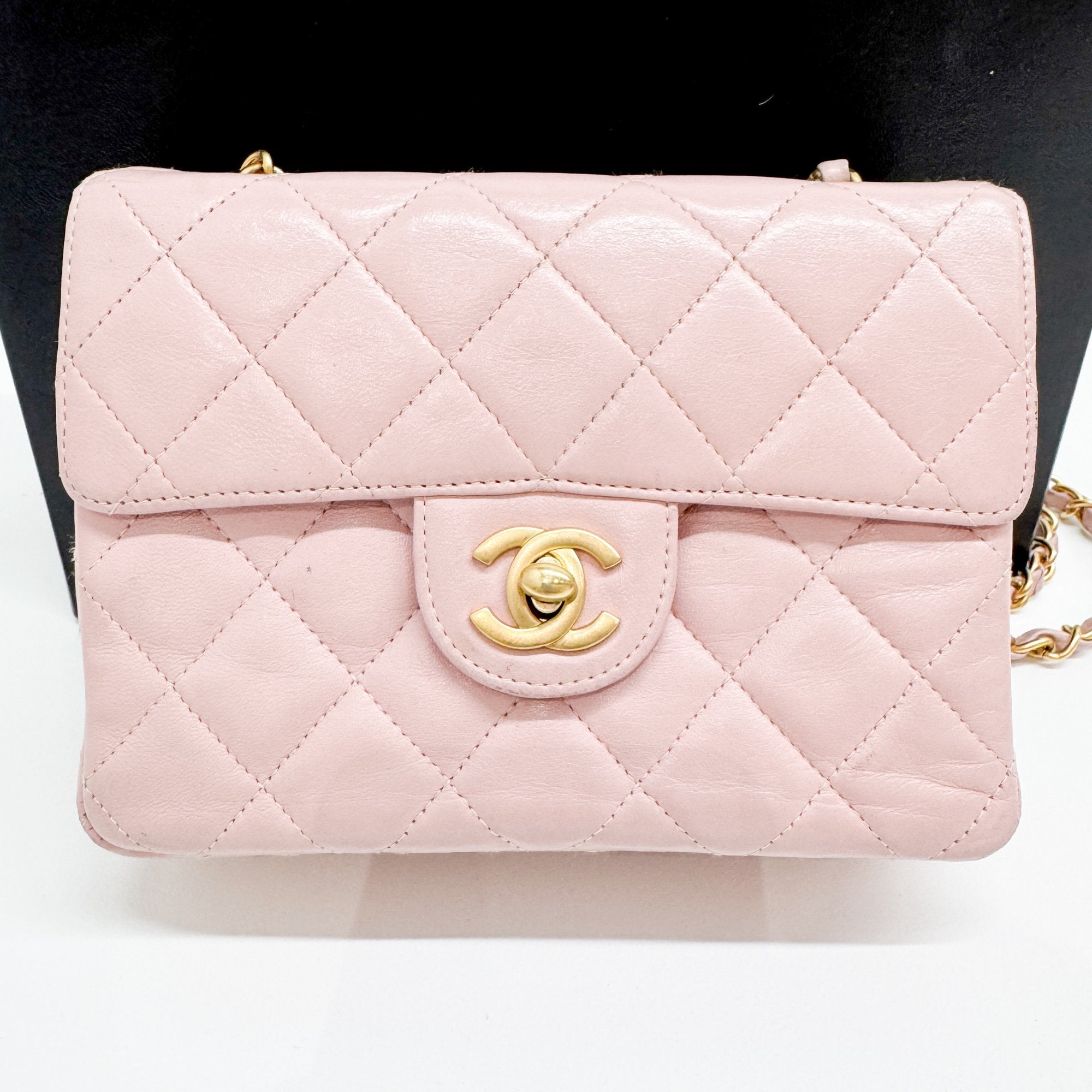 Mini Classic Flap Pink Leather Shoulder Bag