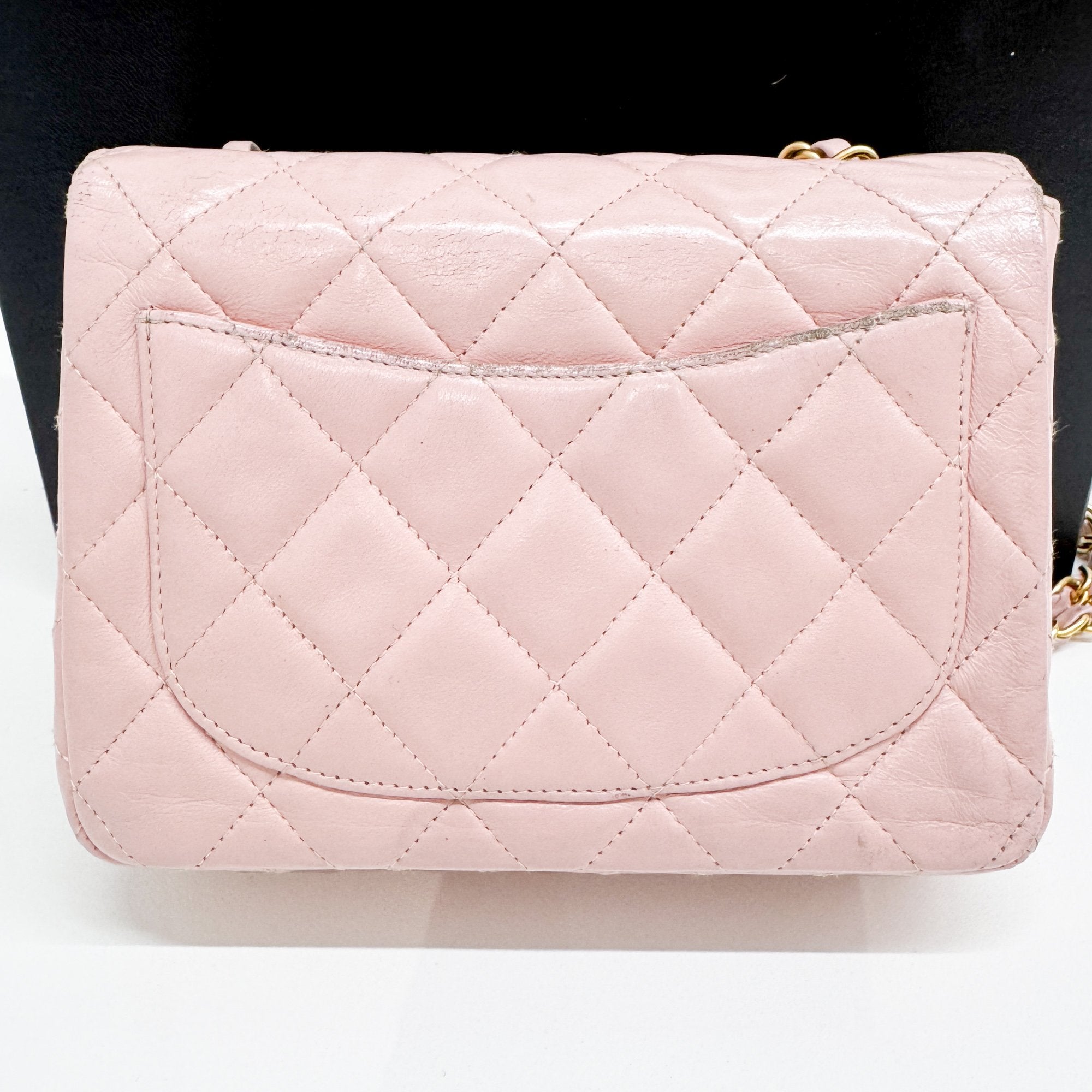 Mini Classic Flap Pink Leather Shoulder Bag