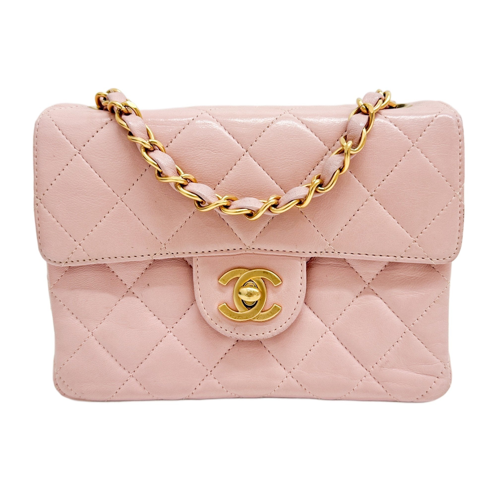 Mini Classic Flap Pink Leather Shoulder Bag