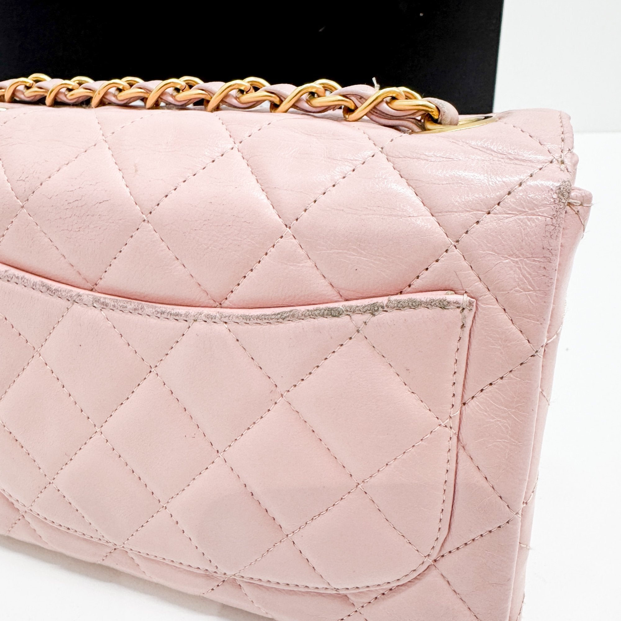 Mini Classic Flap Pink Leather Shoulder Bag
