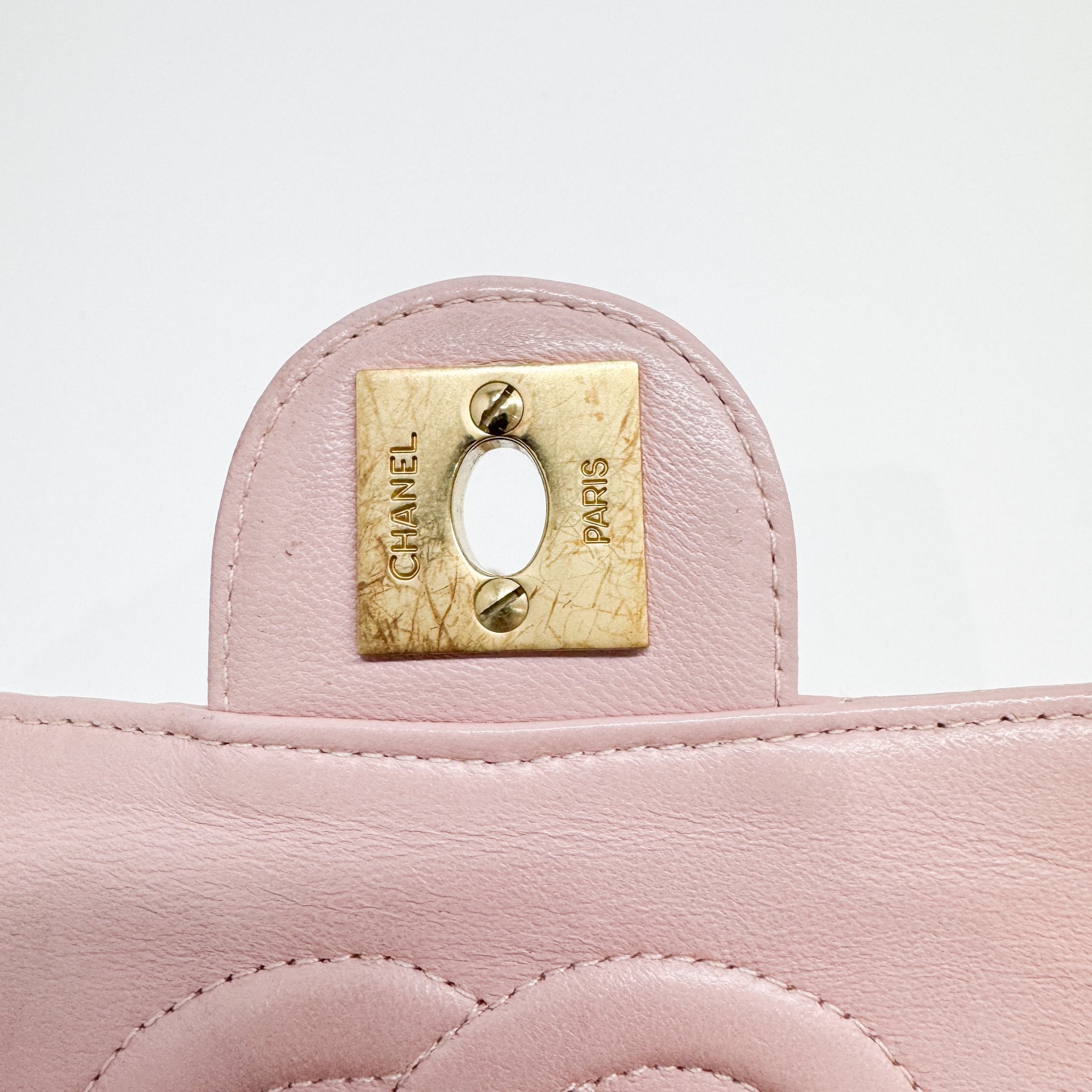 Mini Classic Flap Pink Leather Shoulder Bag