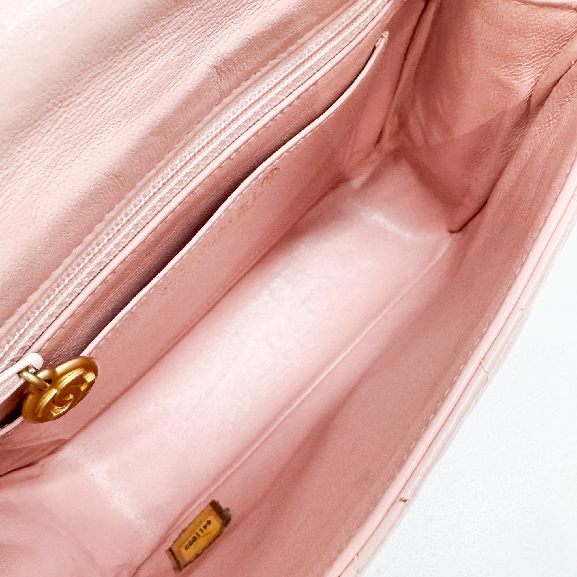 Mini Classic Flap Pink Leather Shoulder Bag