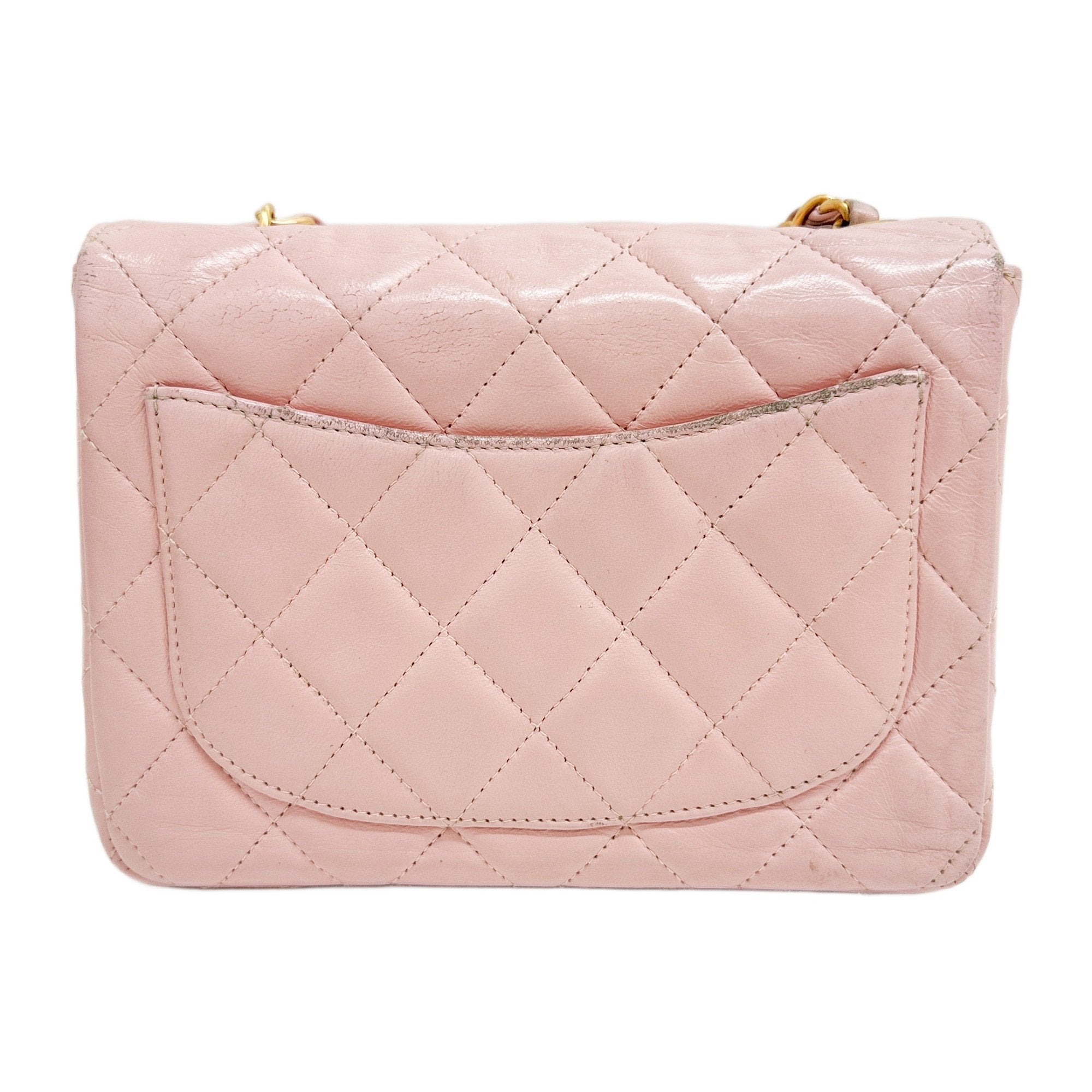 Mini Classic Flap Pink Leather Shoulder Bag