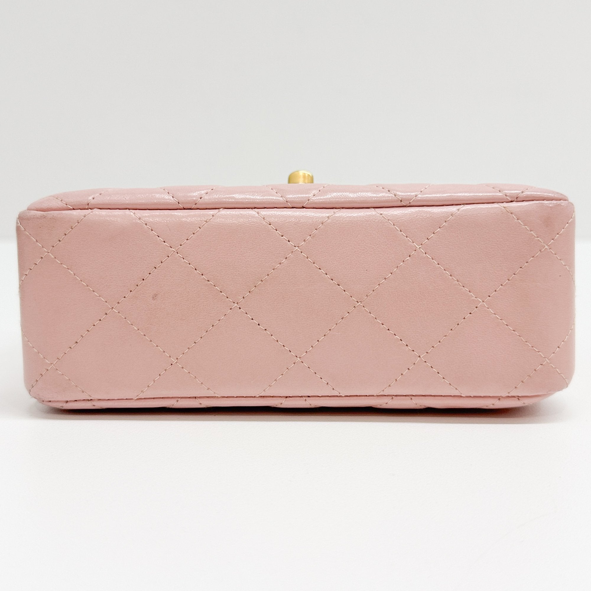 Mini Classic Flap Pink Leather Shoulder Bag