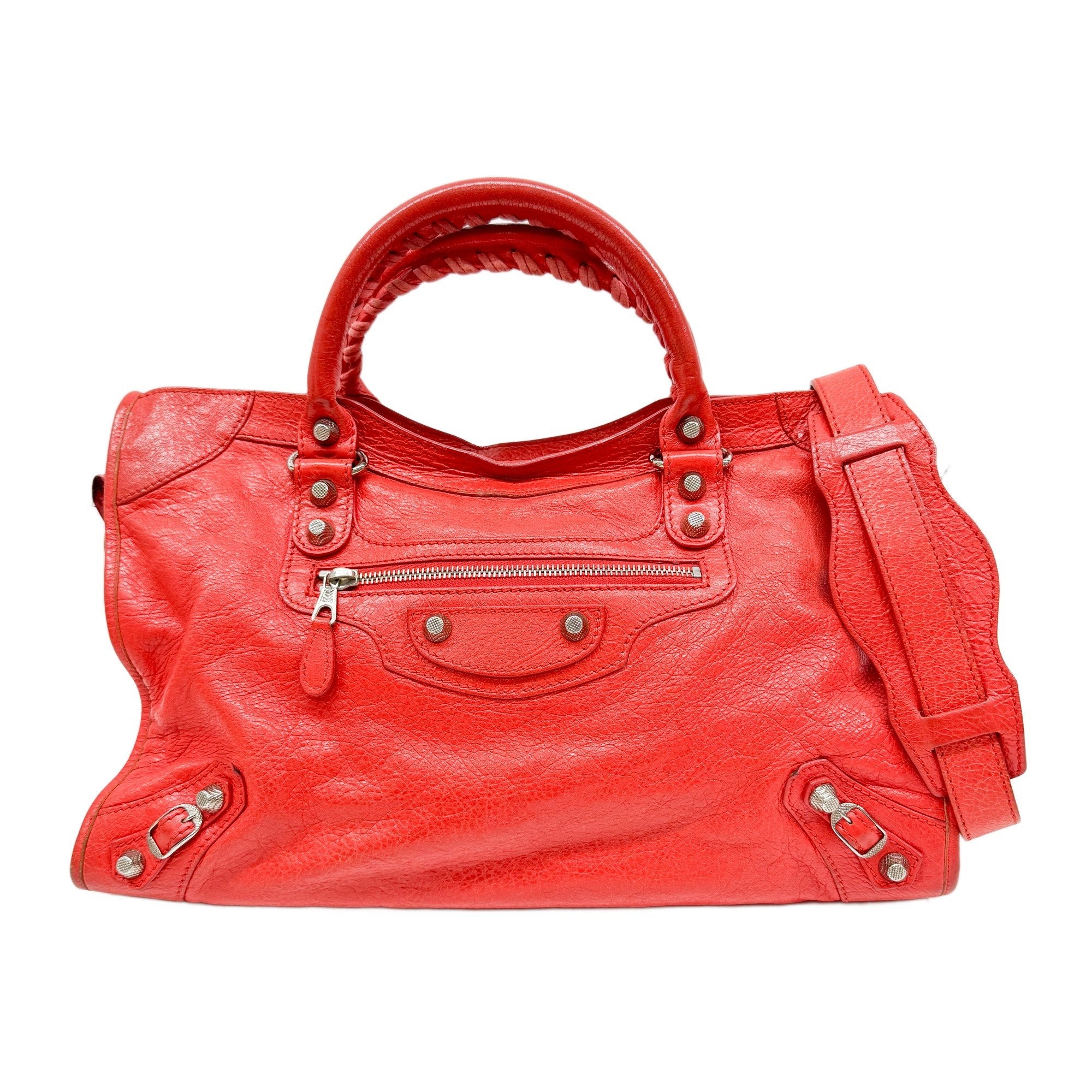 The City  Red Leather Two Way Bag