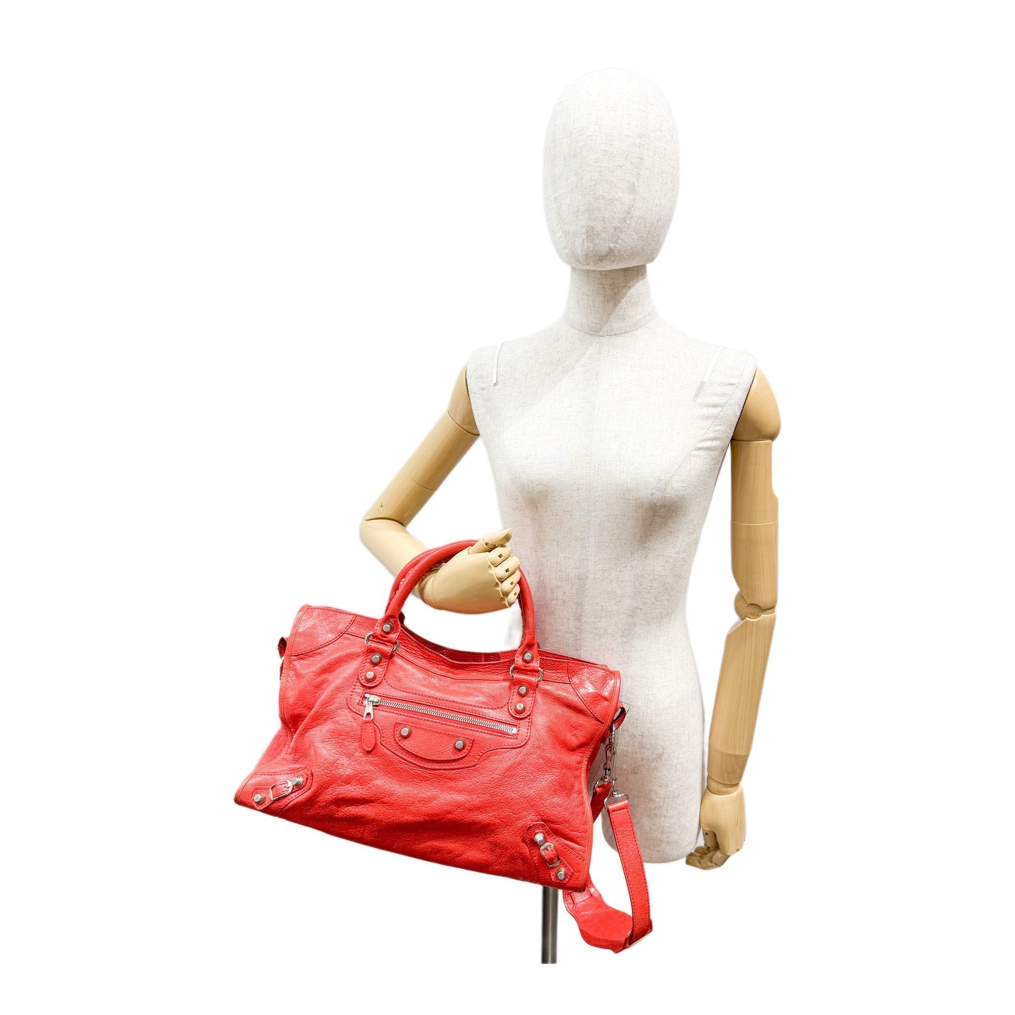 The City  Red Leather Two Way Bag