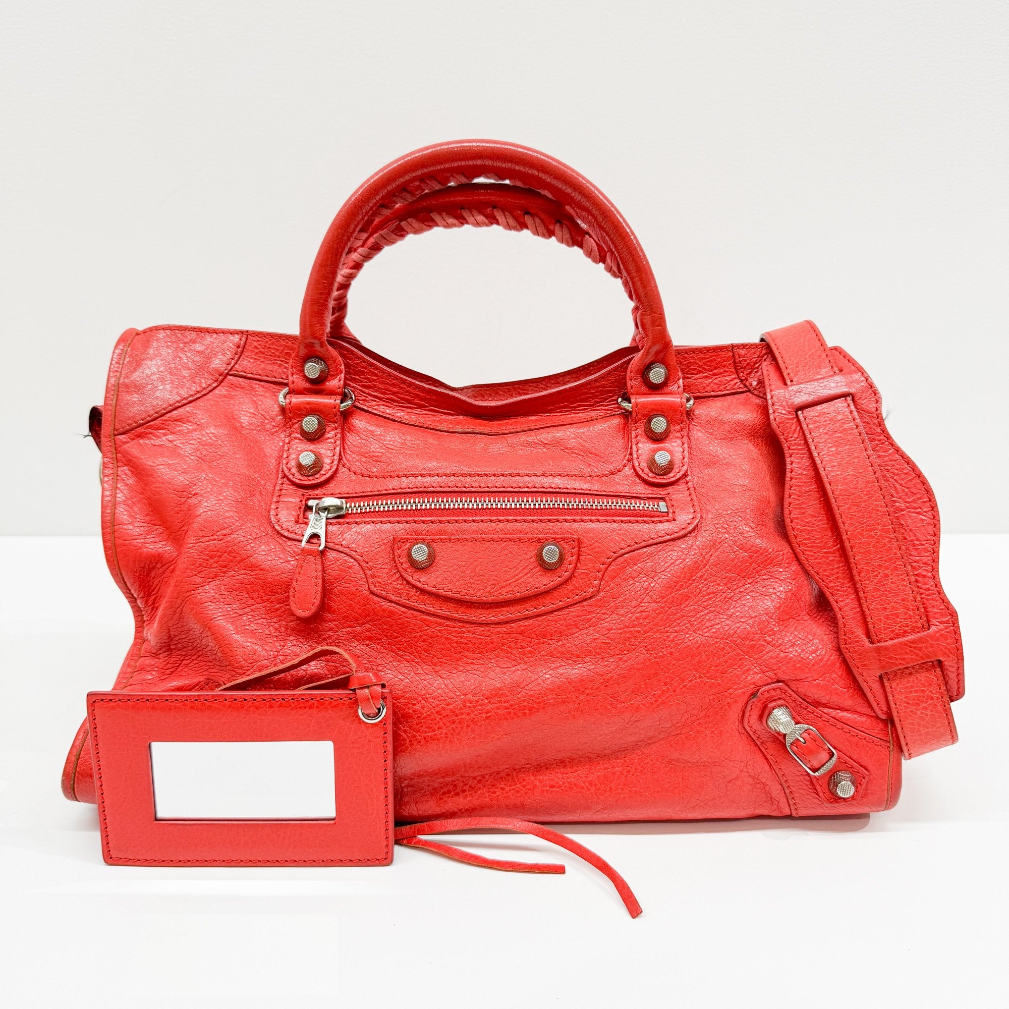 The City  Red Leather Two Way Bag