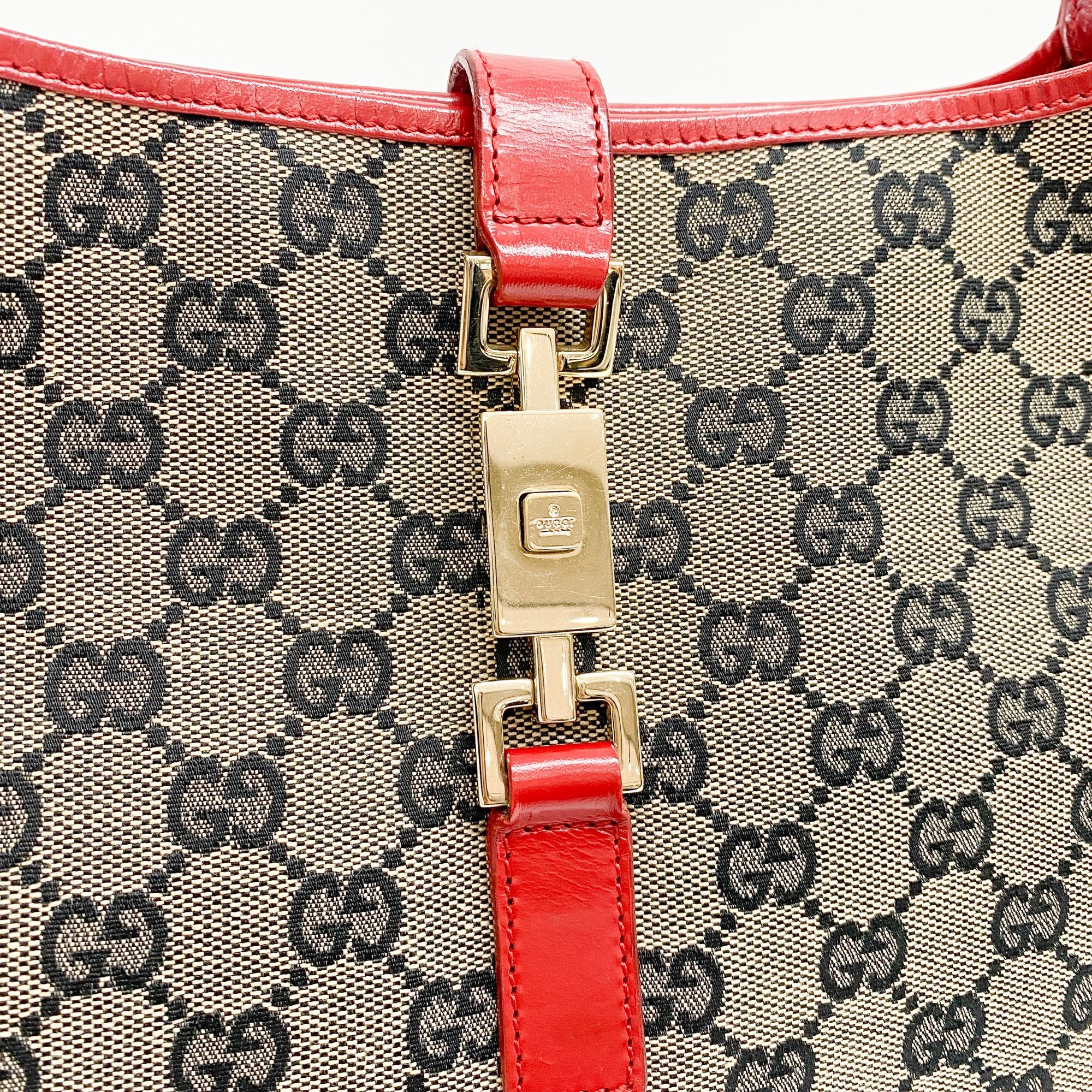 Jackie Red GG Canvas Shoulder Bag