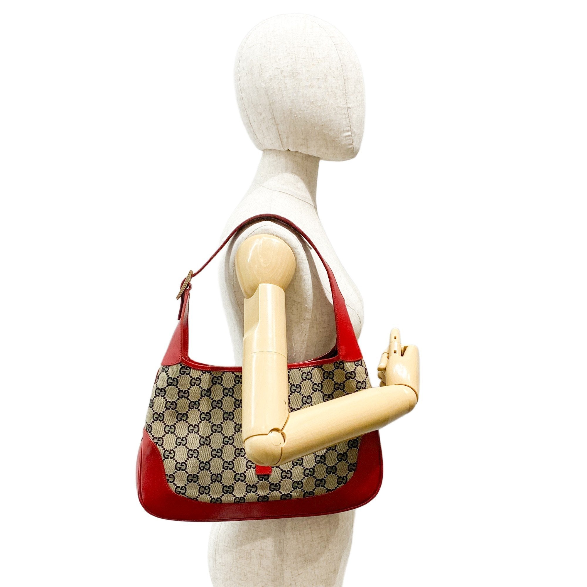 Jackie Red GG Canvas Shoulder Bag