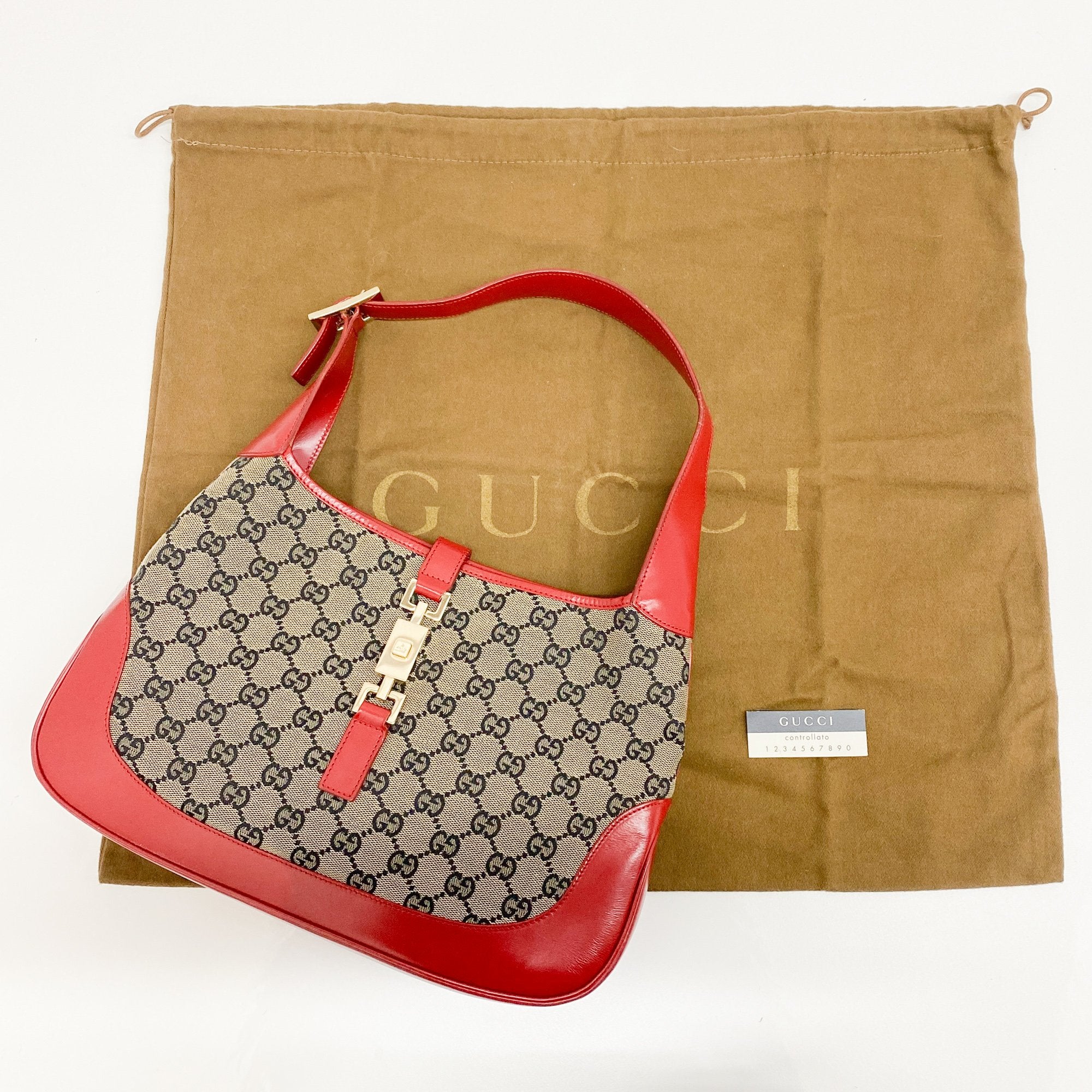 Jackie Red GG Canvas Shoulder Bag