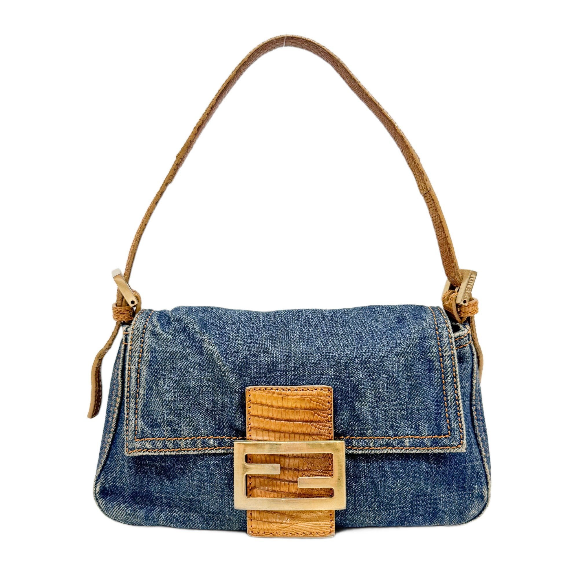 Mini Mamma Baguette Blue Denim Shoulder Bag