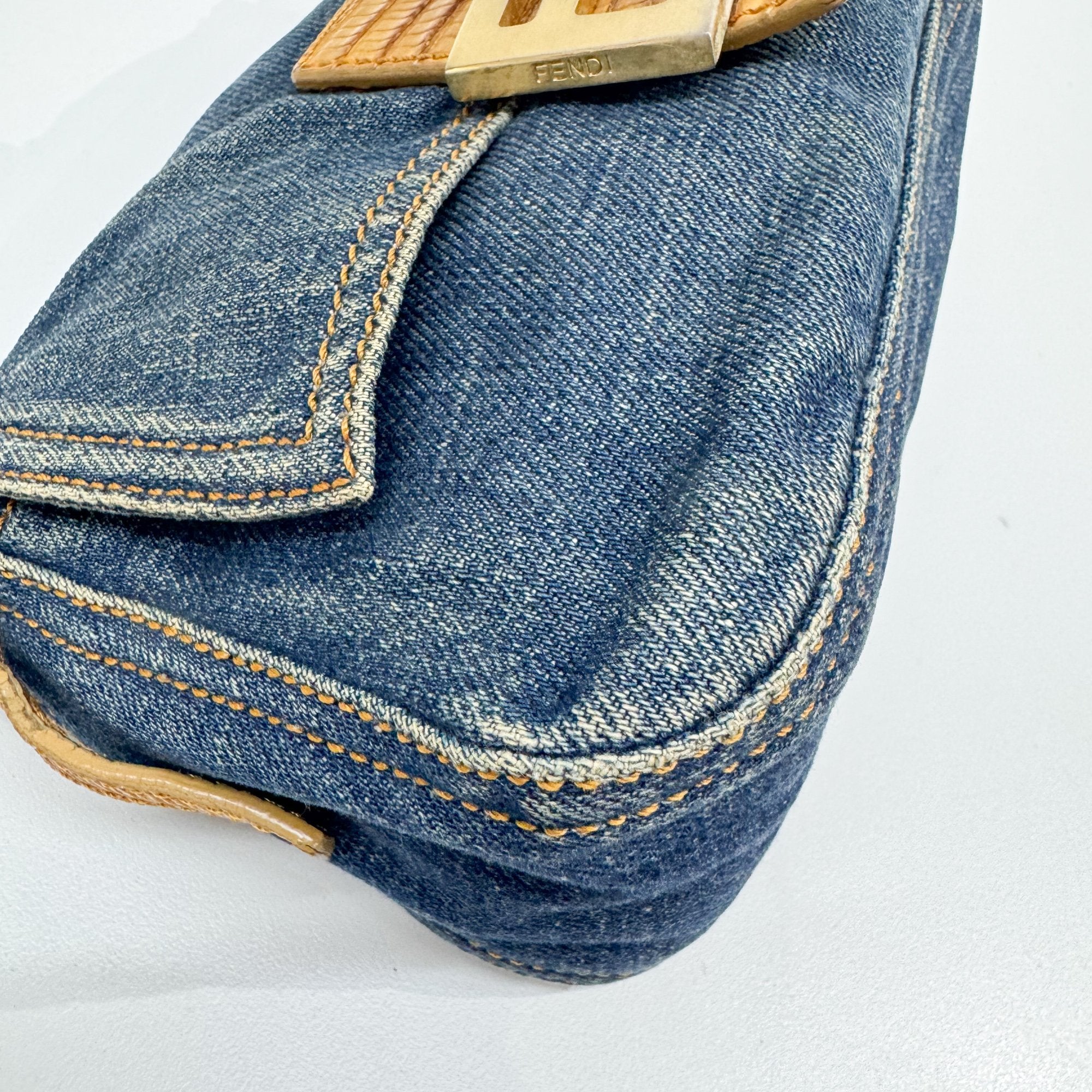Mini Mamma Baguette Blue Denim Shoulder Bag