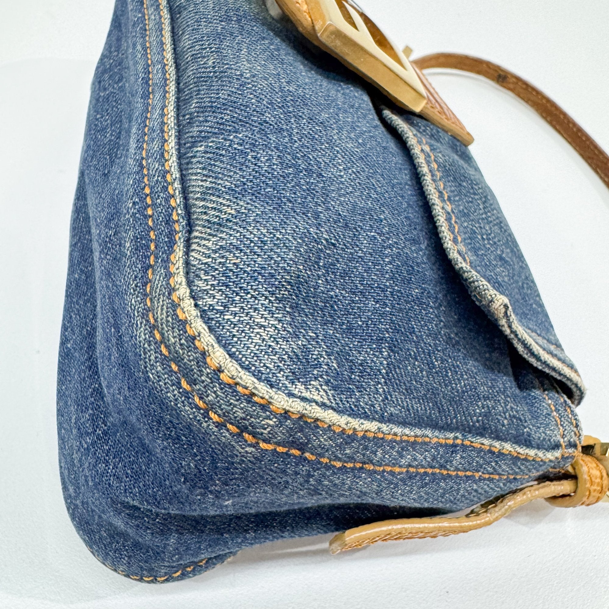 Mini Mamma Baguette Blue Denim Shoulder Bag