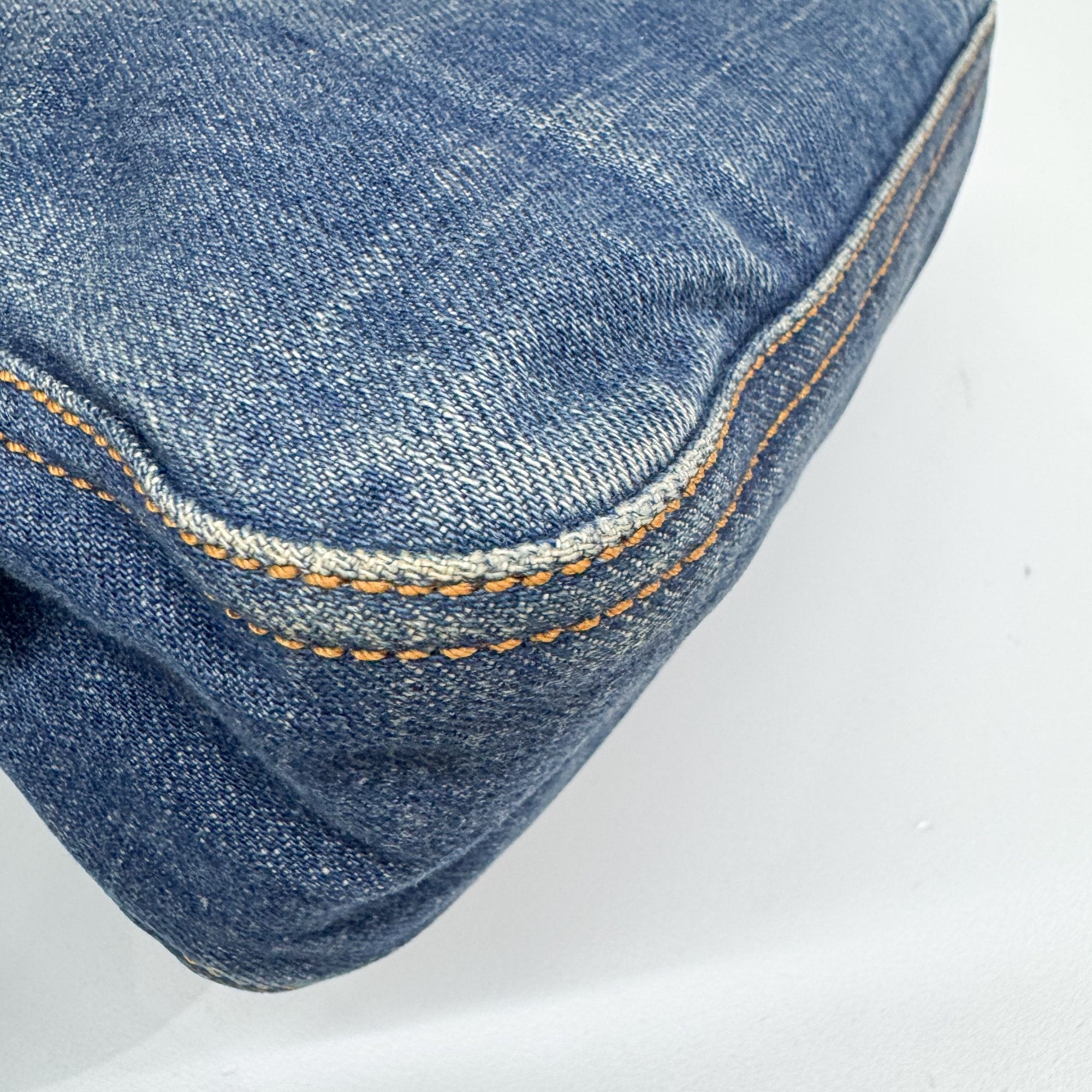 Mini Mamma Baguette Blue Denim Shoulder Bag