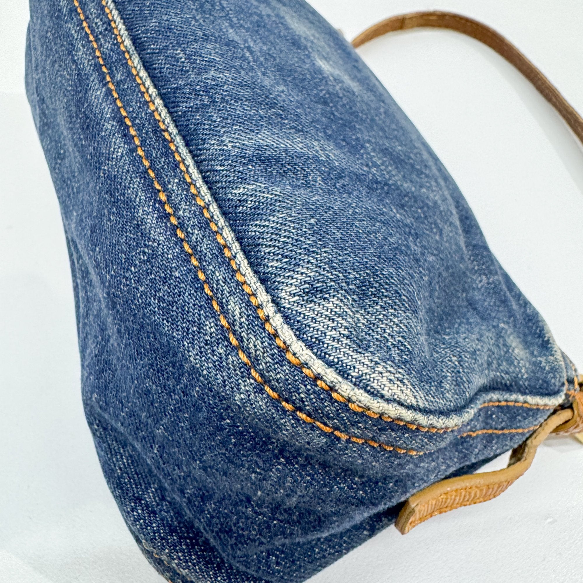 Mini Mamma Baguette Blue Denim Shoulder Bag