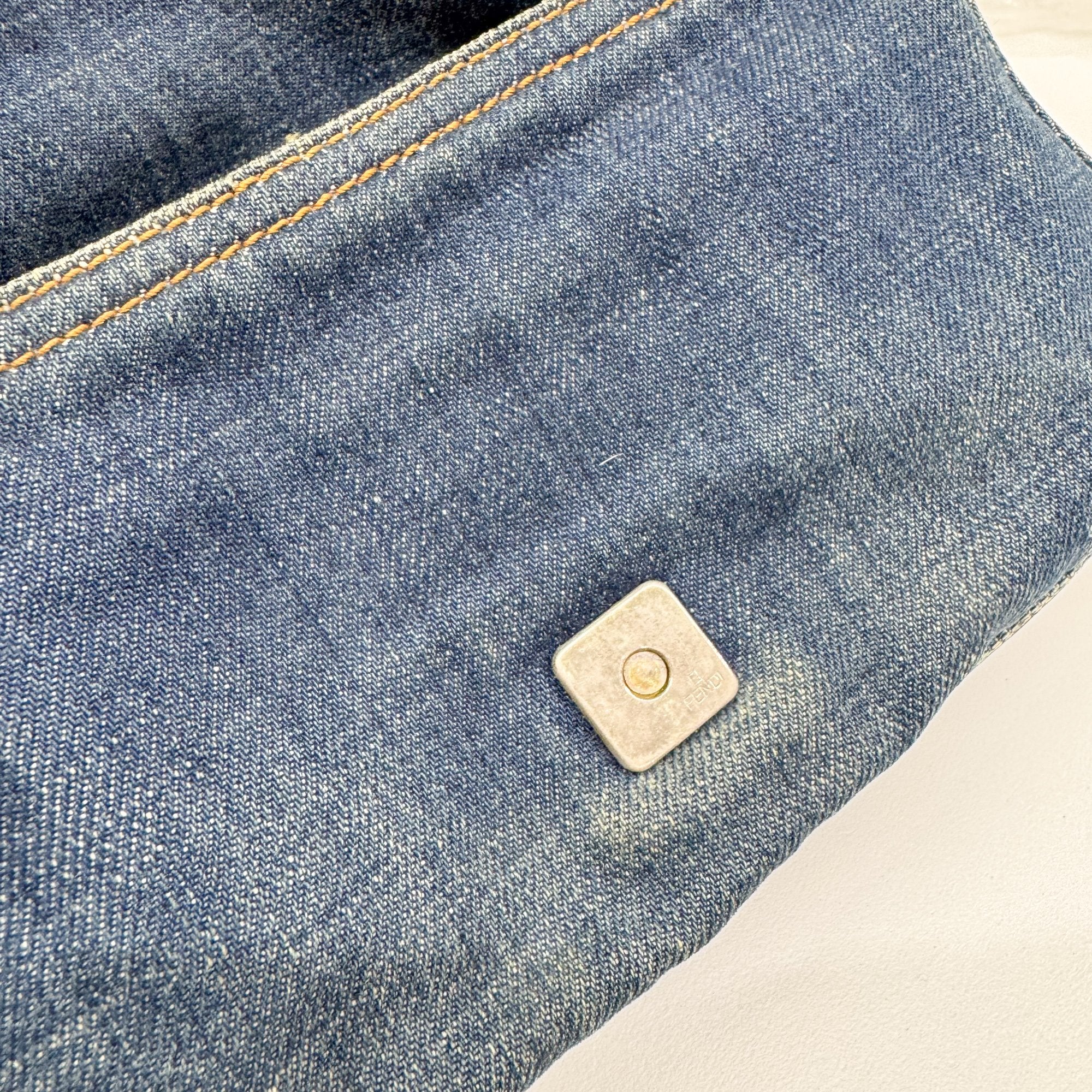 Mini Mamma Baguette Blue Denim Shoulder Bag