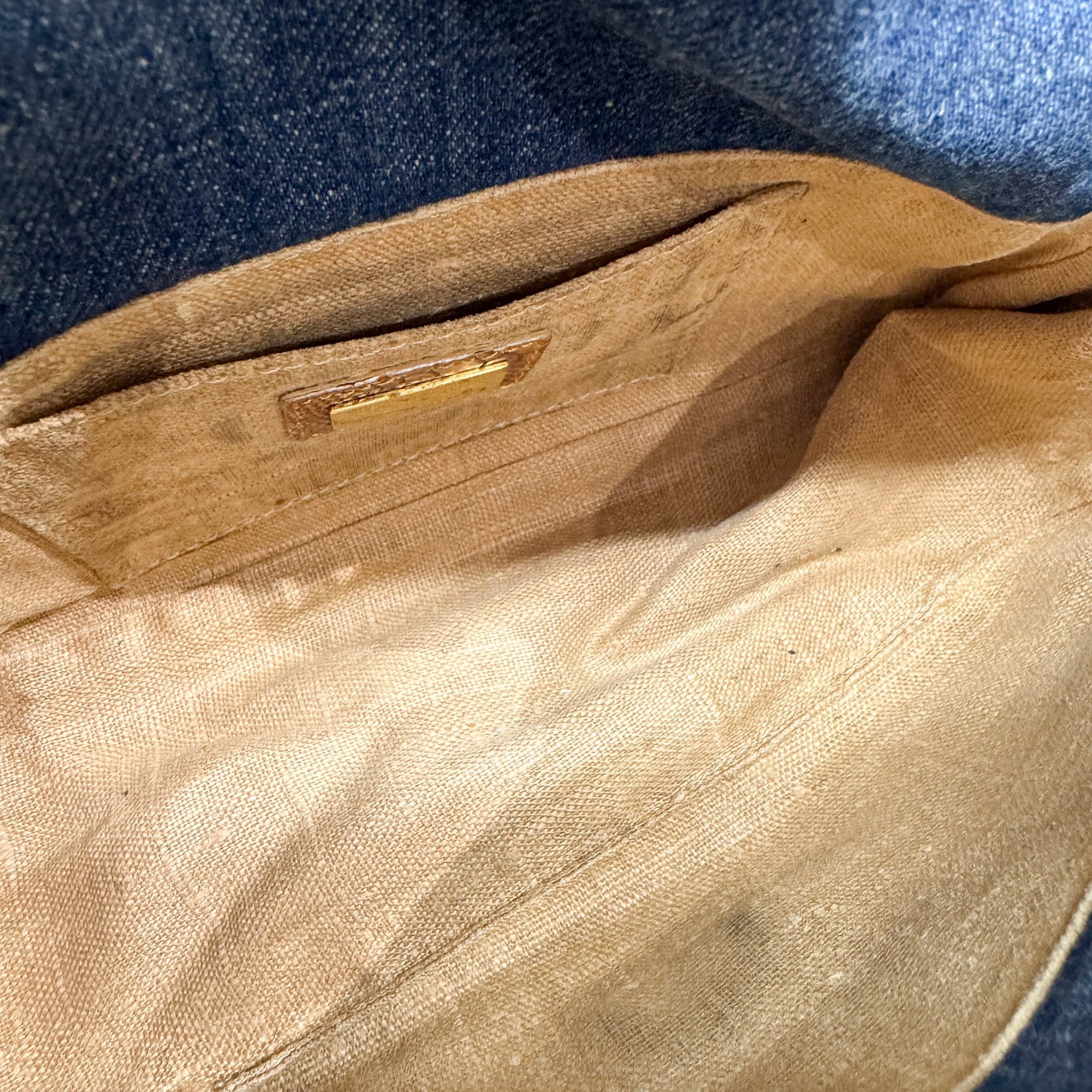 Mini Mamma Baguette Blue Denim Shoulder Bag