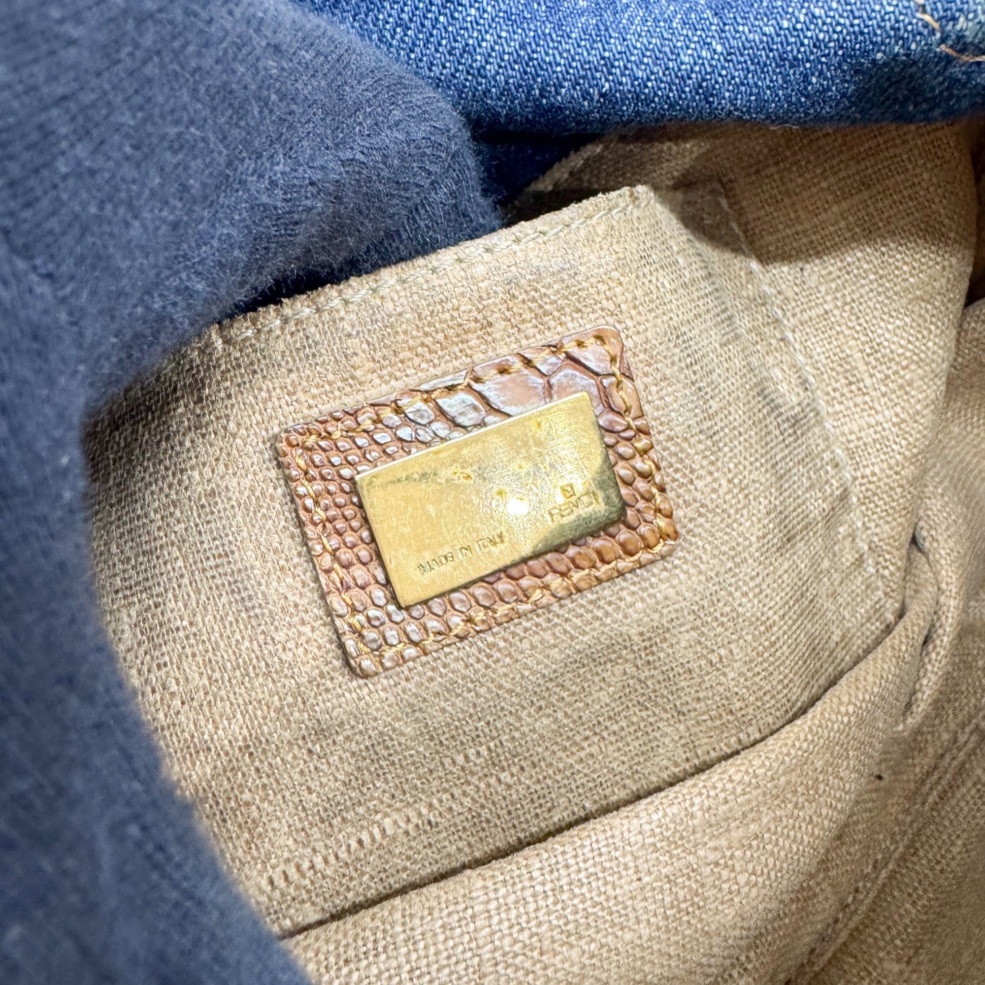 Mini Mamma Baguette Blue Denim Shoulder Bag