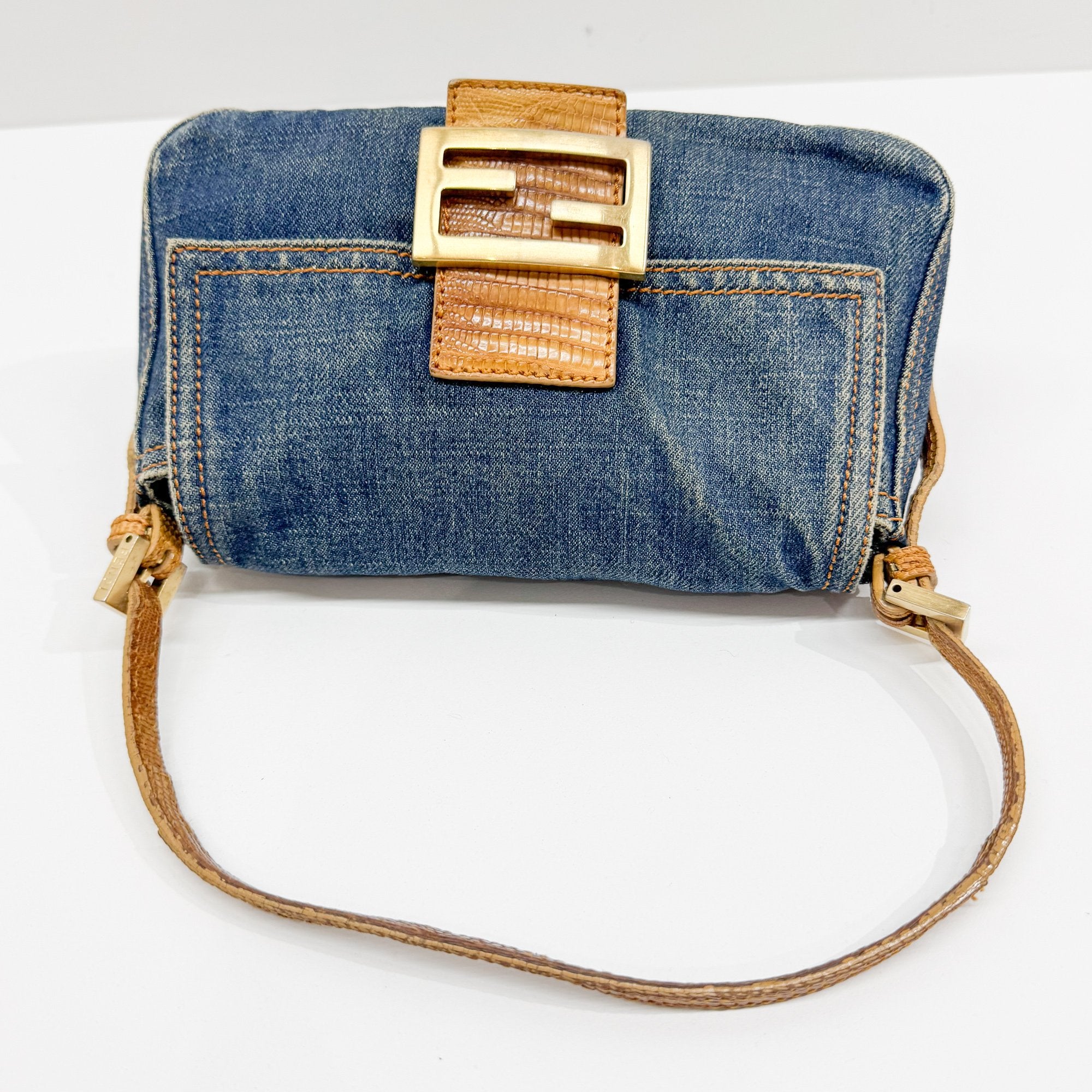 Mini Mamma Baguette Blue Denim Shoulder Bag