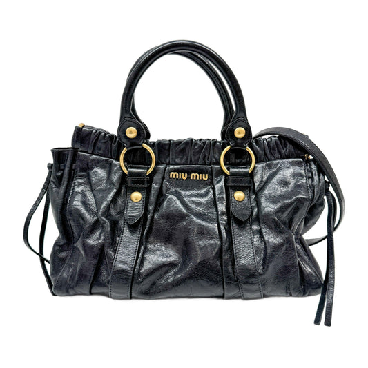Vitello Black Leather Two Way Bag