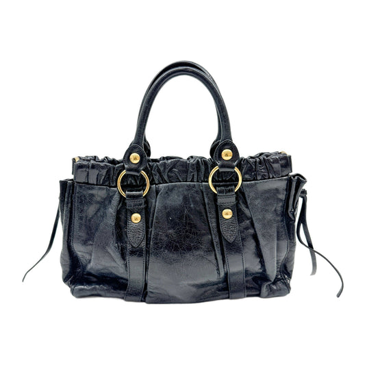 Vitello Black Leather Hand Bag