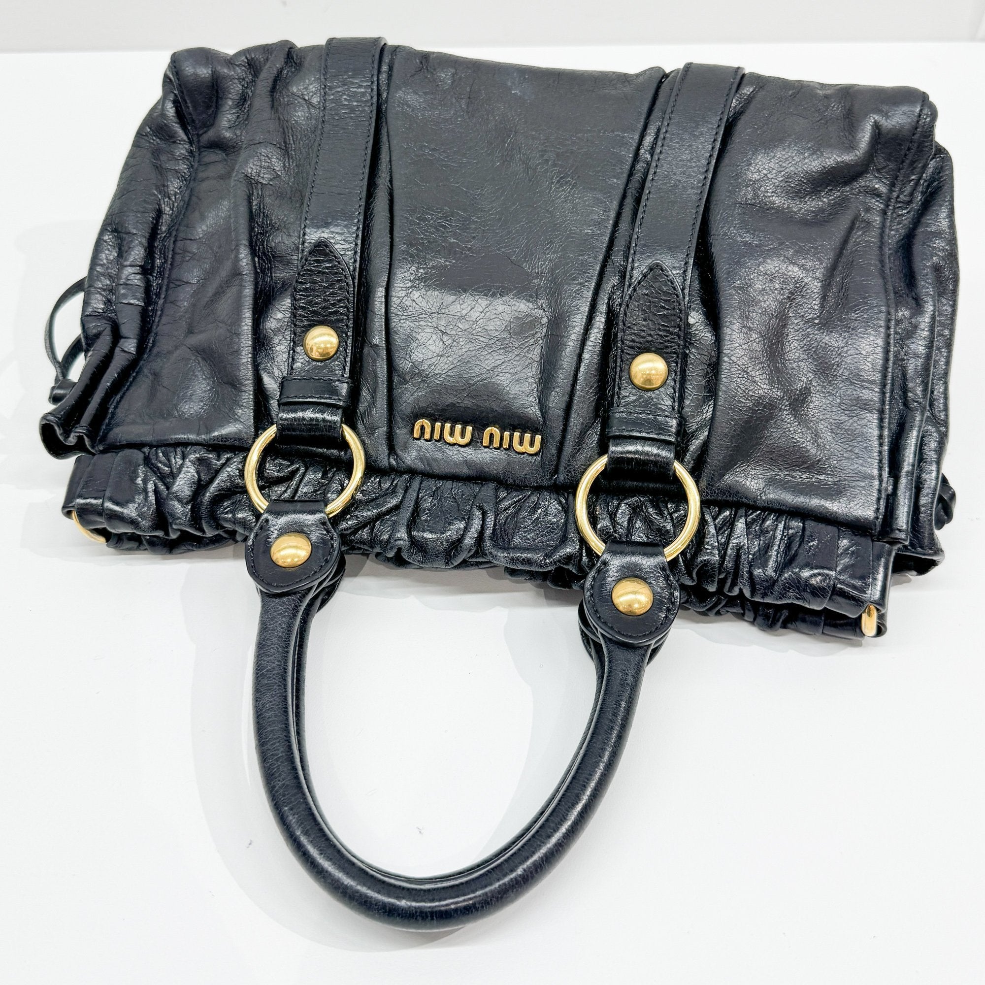 Vitello Black Leather Hand Bag