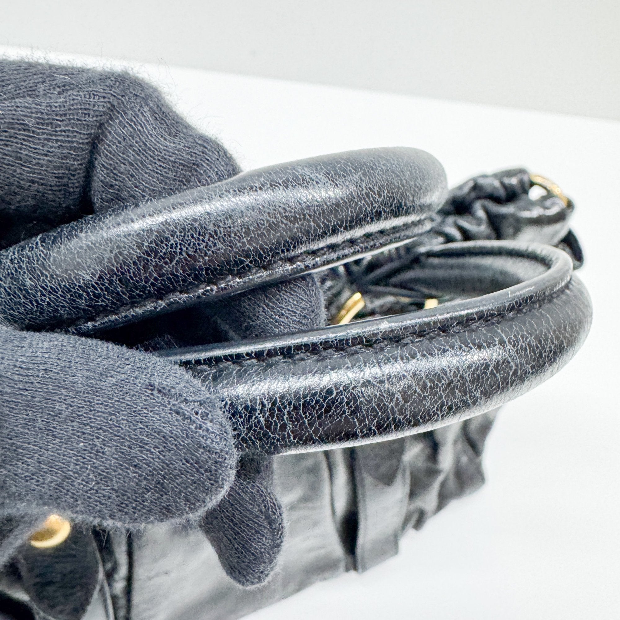 Vitello Black Leather Hand Bag