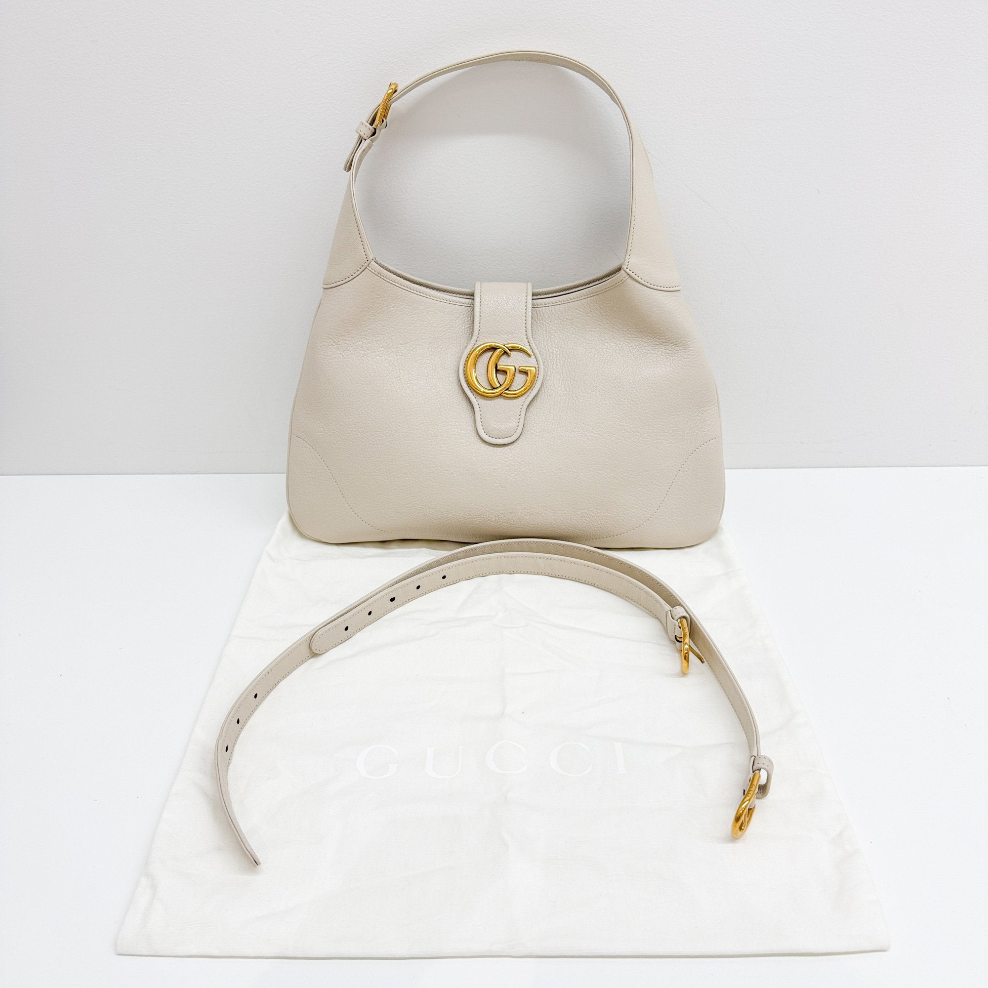Aphrodite Eggshell White Leather Shoulder Bag