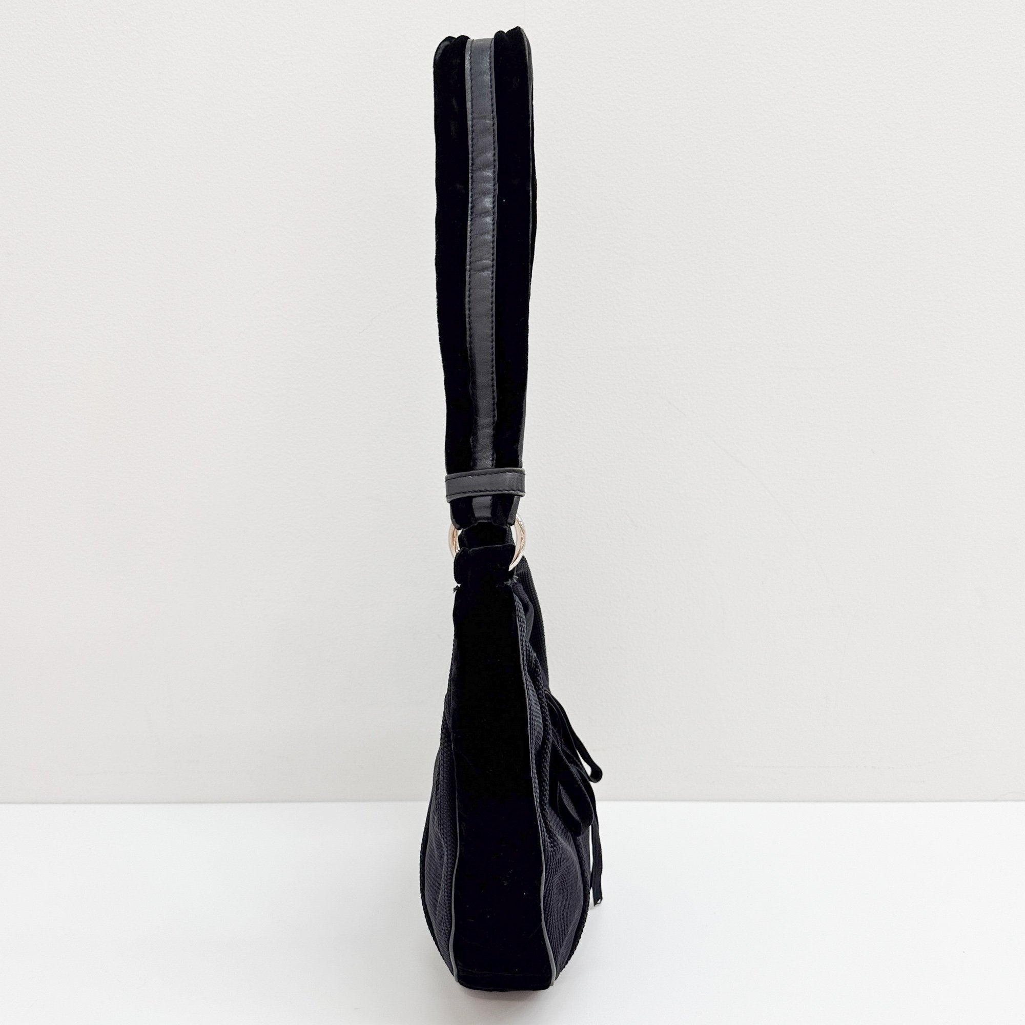 Vintage Black Mesh and Velvet Hobo Bag