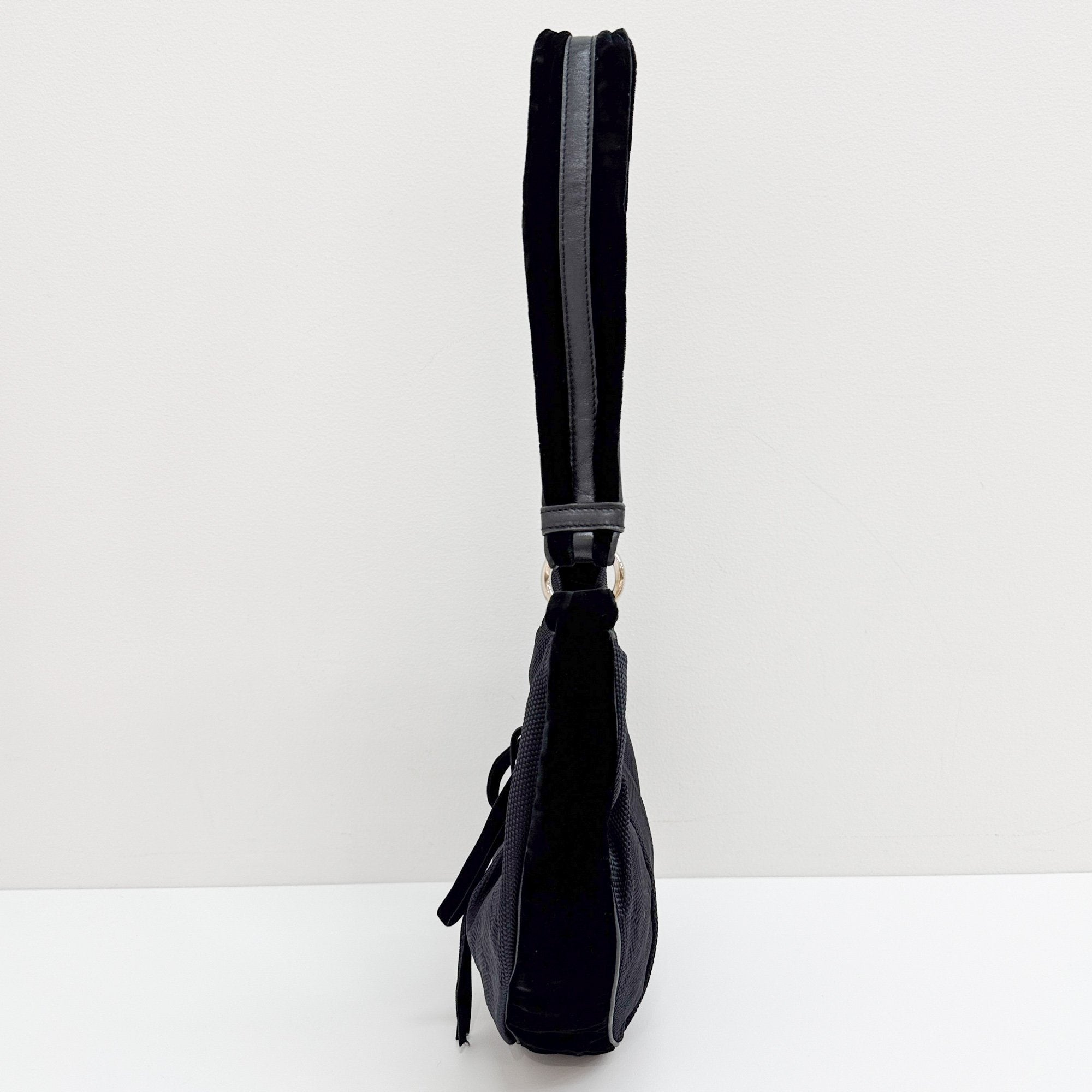 Vintage Black Mesh and Velvet Hobo Bag