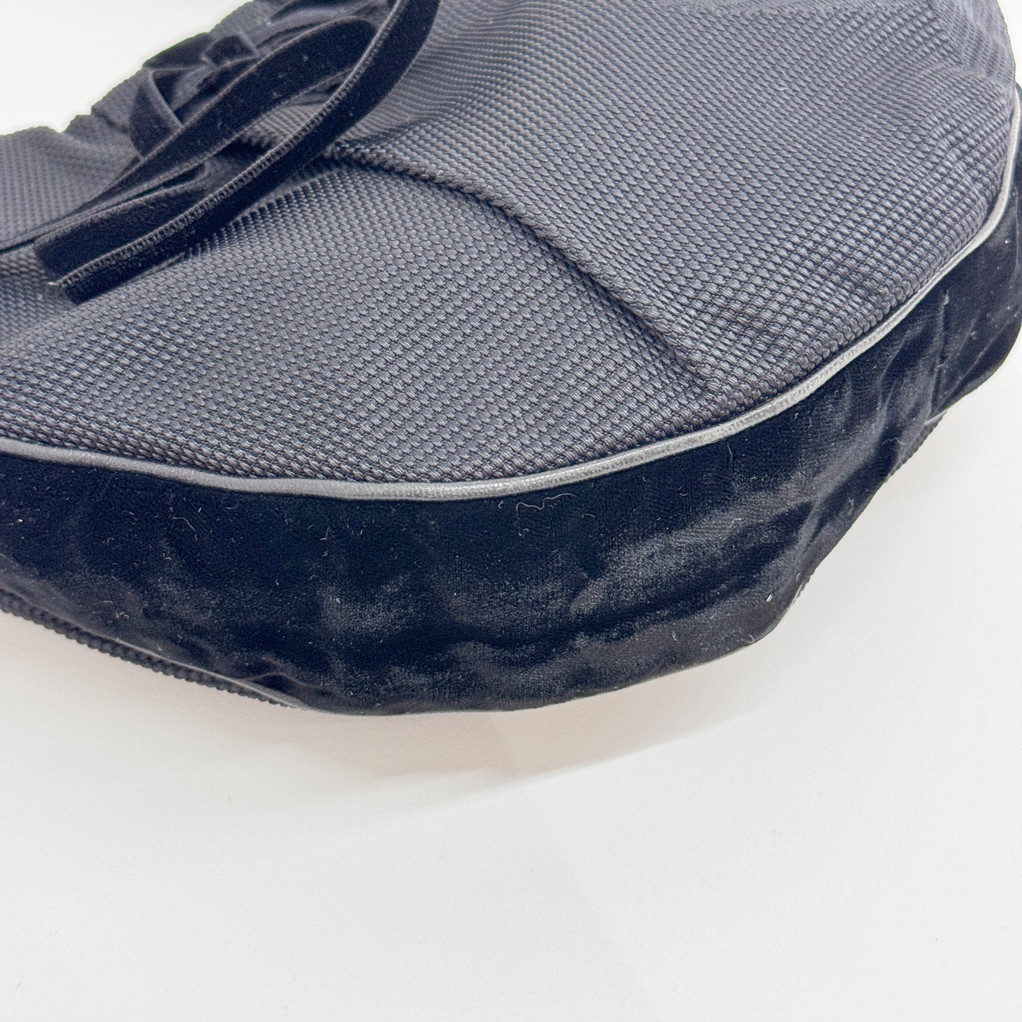 Vintage Black Mesh and Velvet Hobo Bag