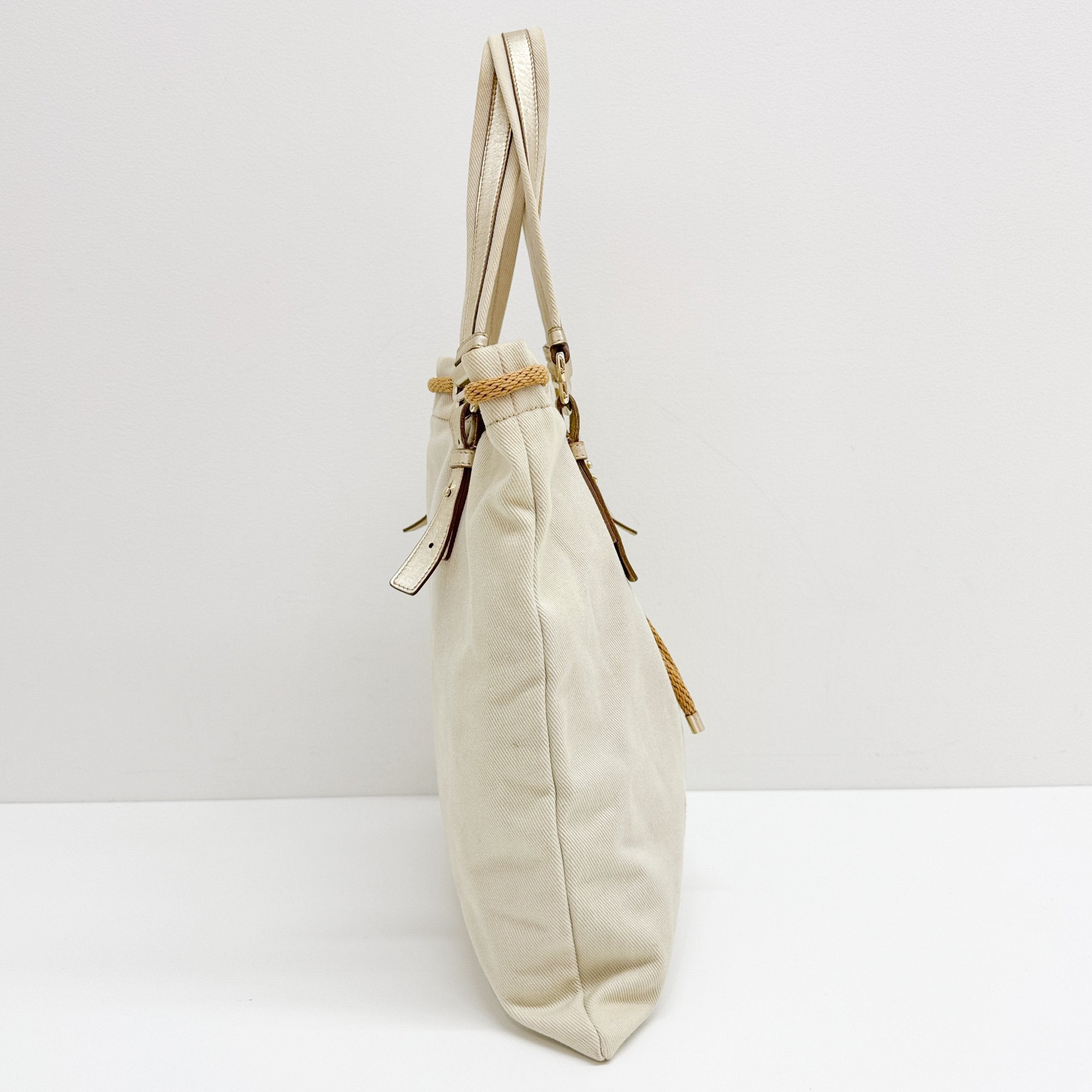 Kahala Eggshell White Cotton Tote Bag