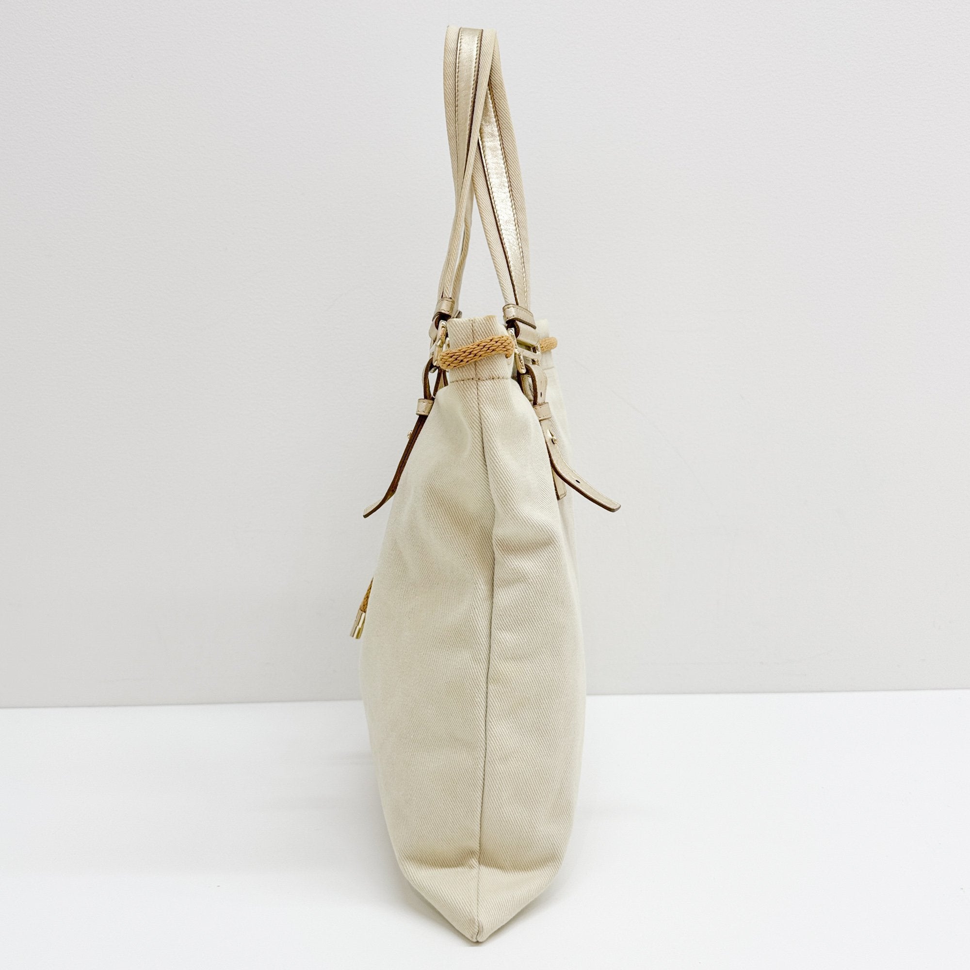 Kahala Eggshell White Cotton Tote Bag