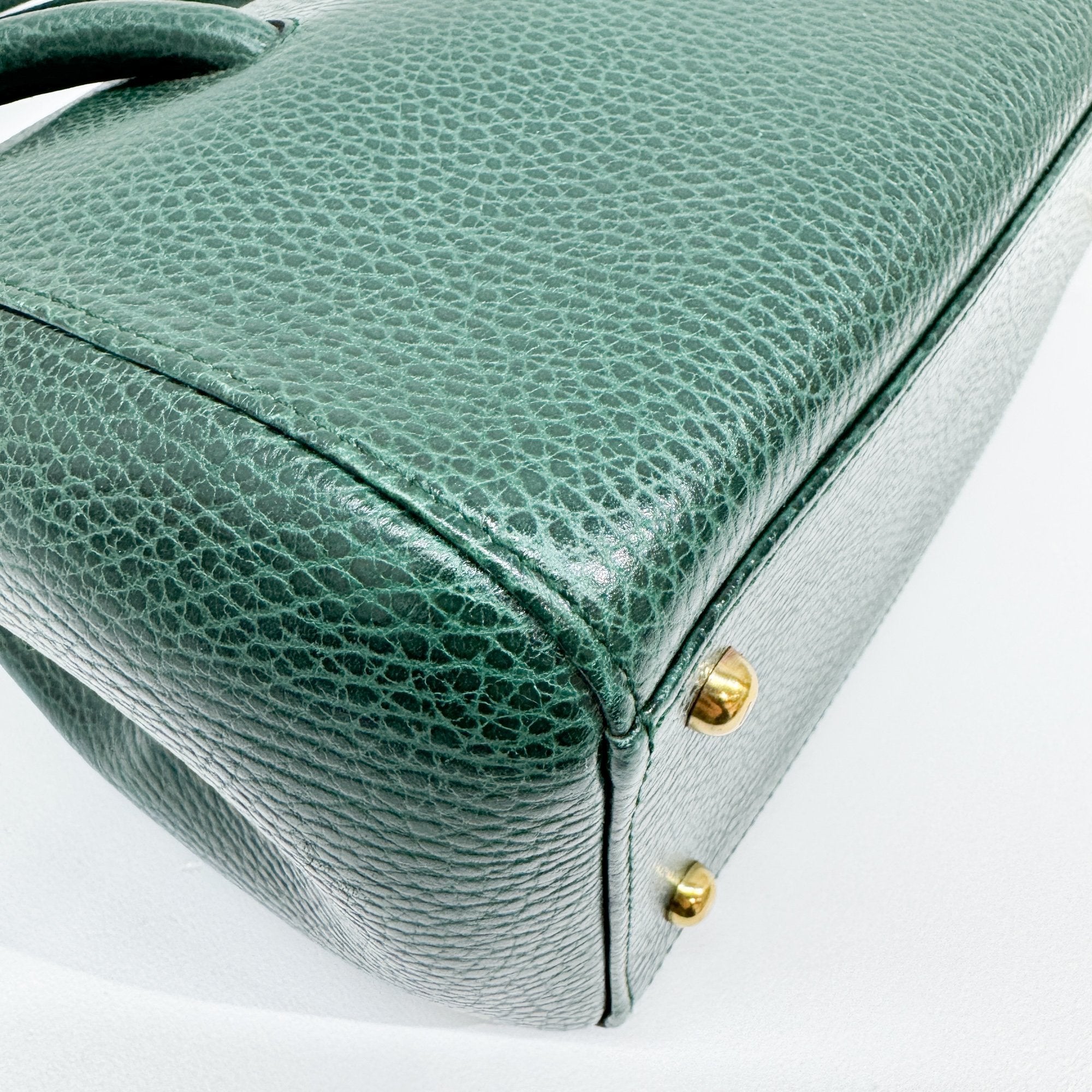 Must Line Green Leather Hand Bag