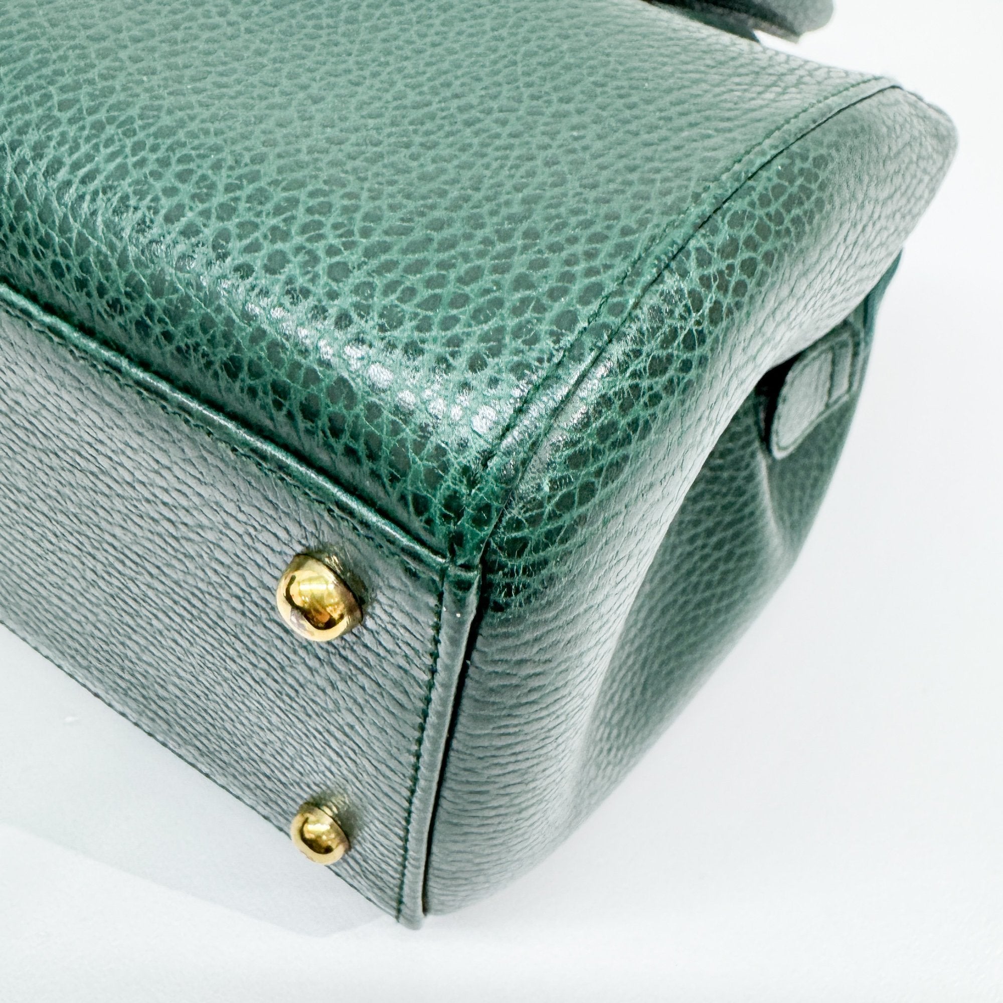 Must Line Green Leather Hand Bag