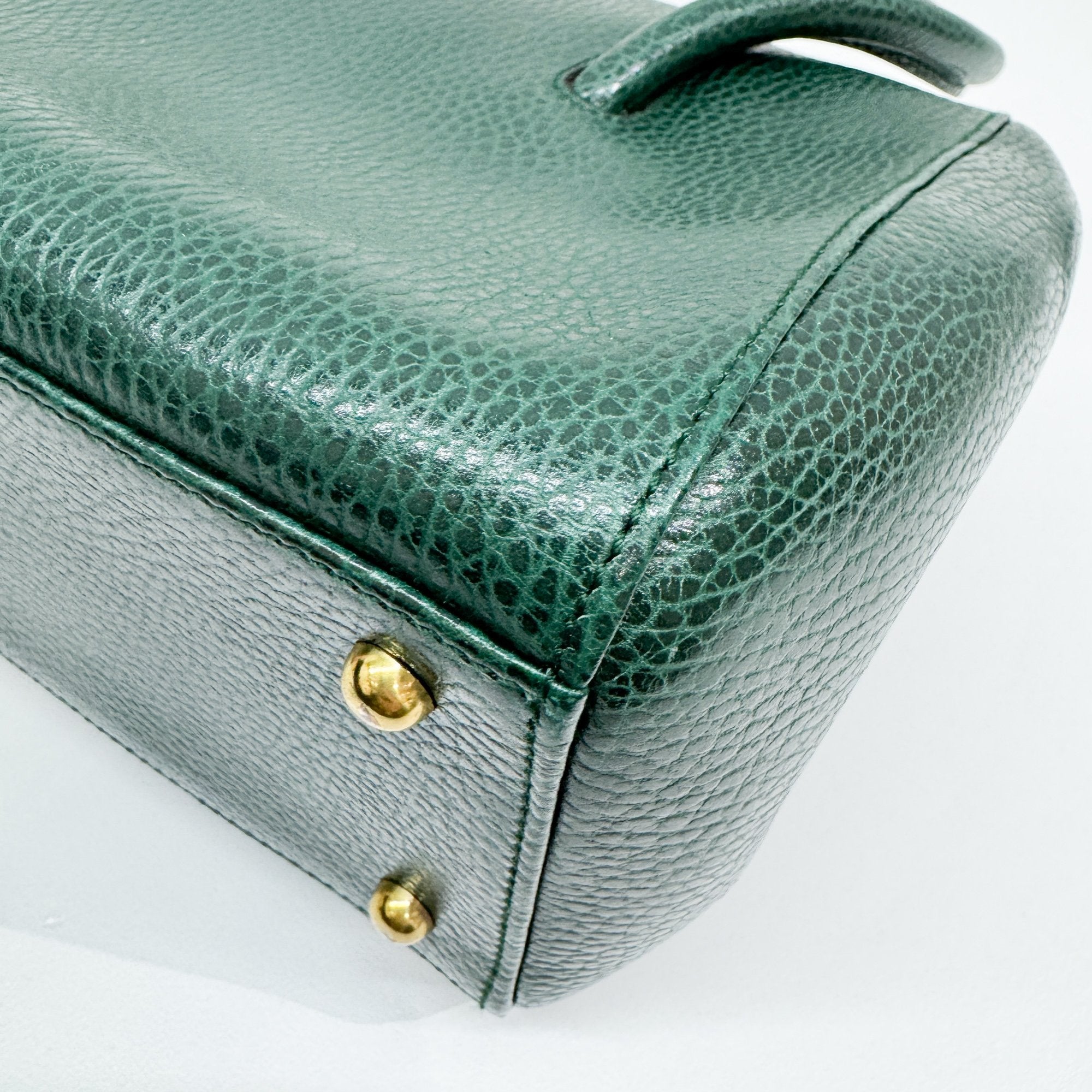 Must Line Green Leather Hand Bag