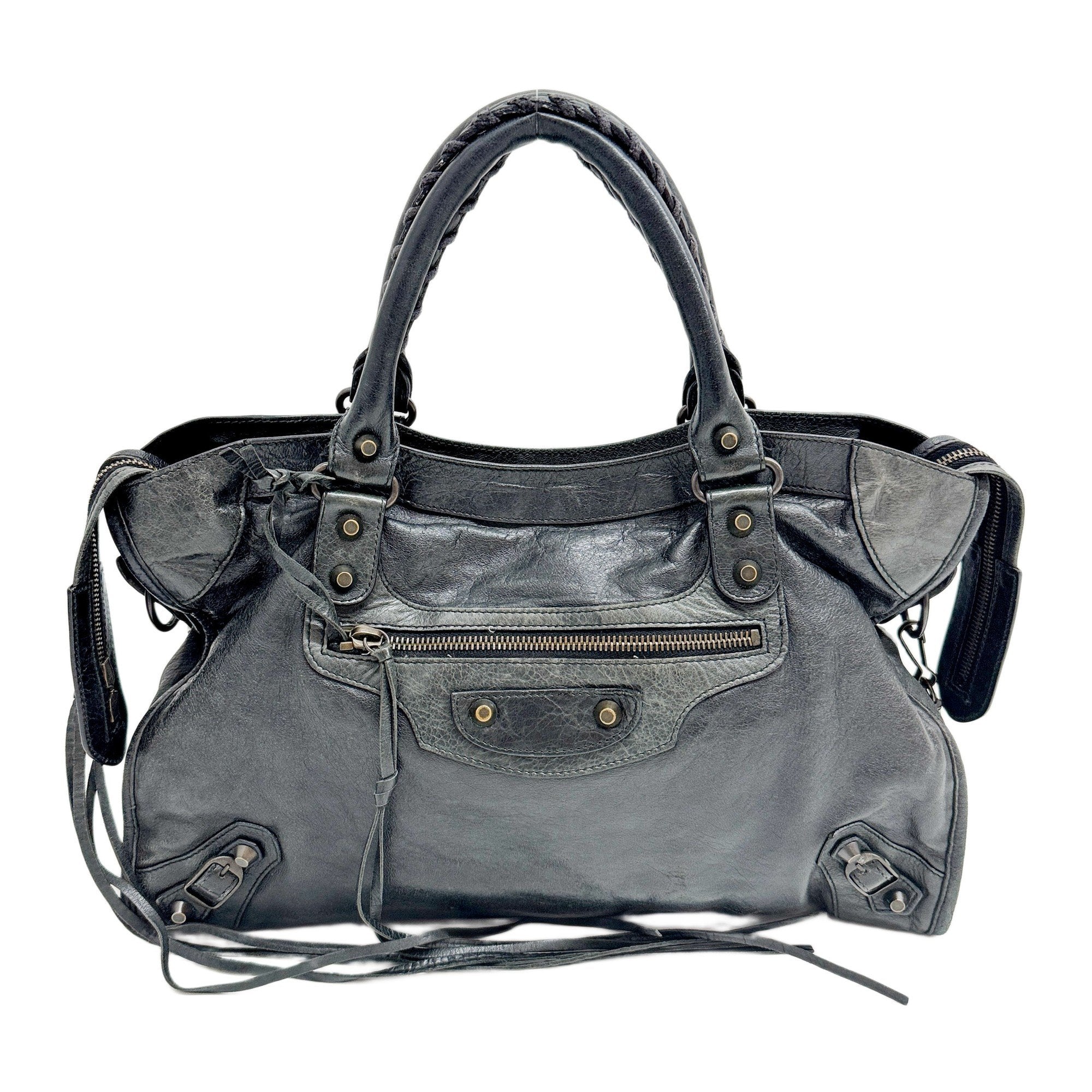 The City Black Leather Two-way Bag