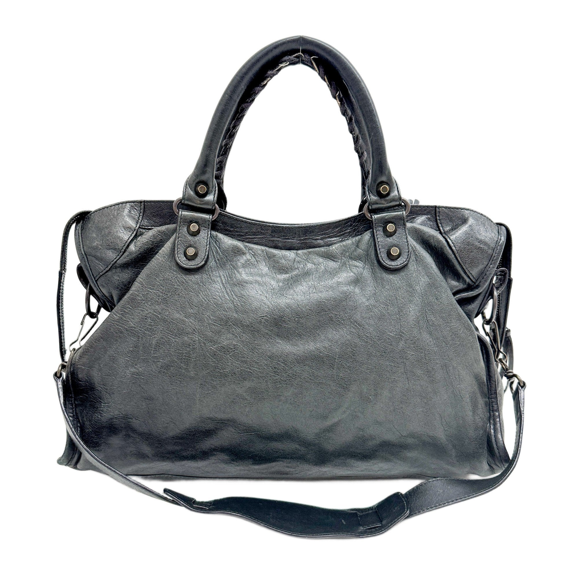 The City Black Leather Two-way Bag