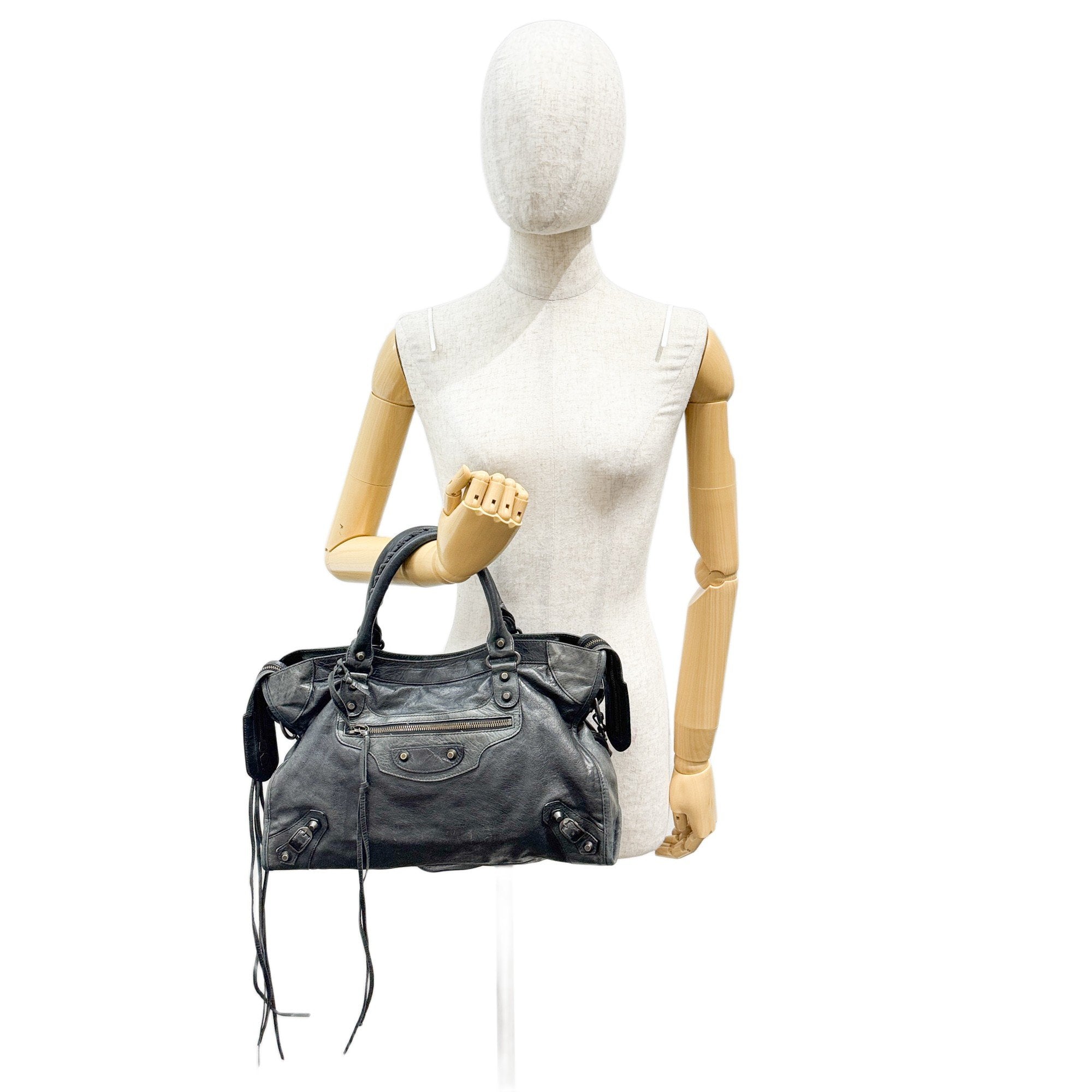 The City Black Leather Two-way Bag