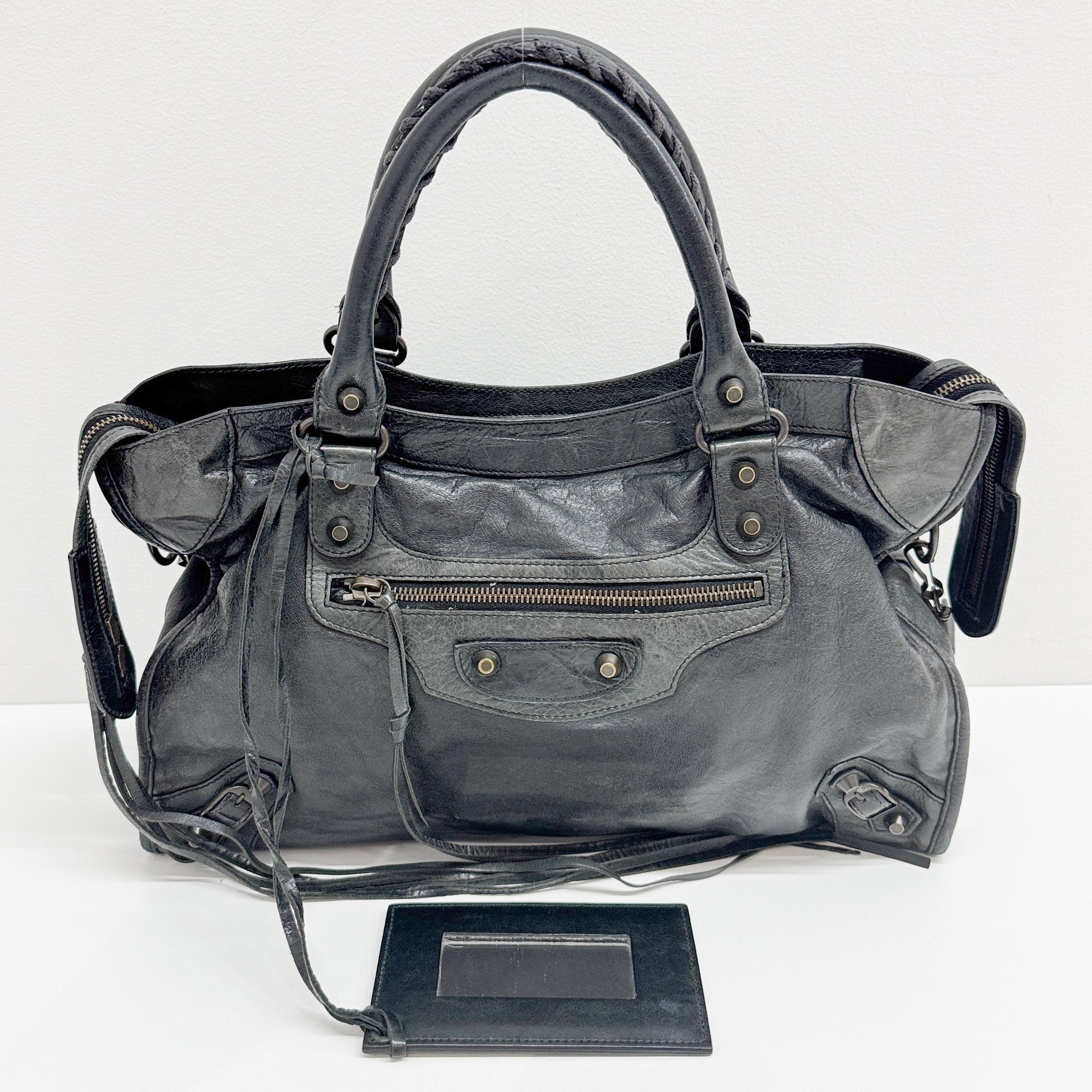The City Black Leather Two-way Bag