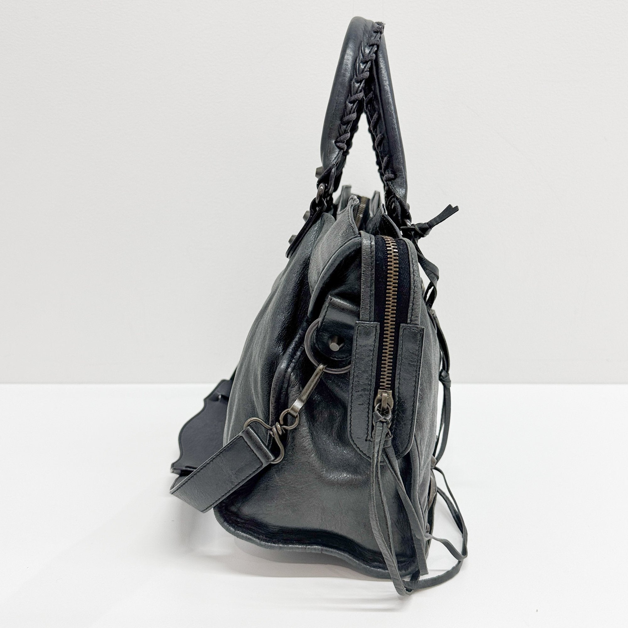 The City Black Leather Two-way Bag