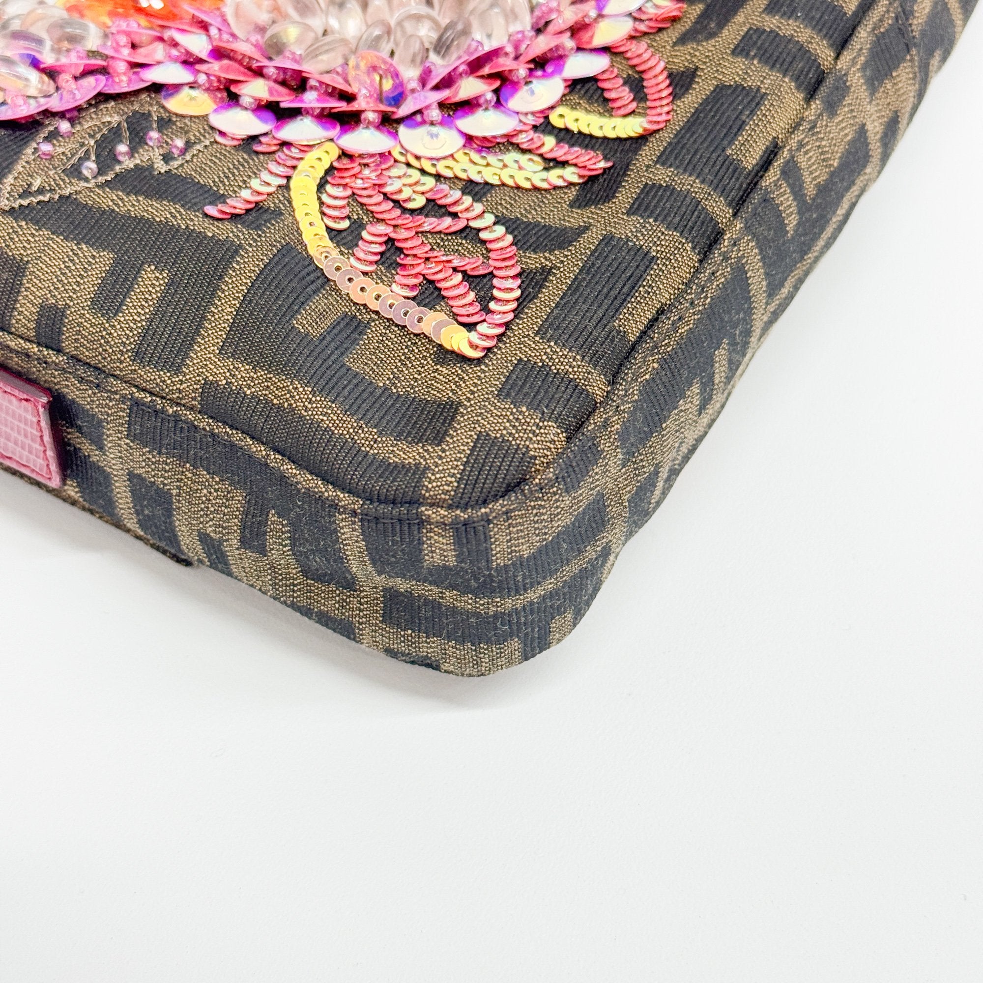 Baguette Beads Brown Zucca Canvas Shoulder Bag