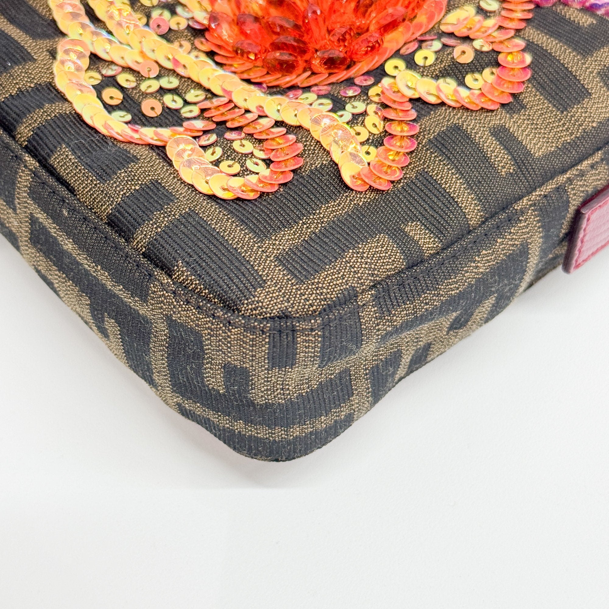 Baguette Beads Brown Zucca Canvas Shoulder Bag