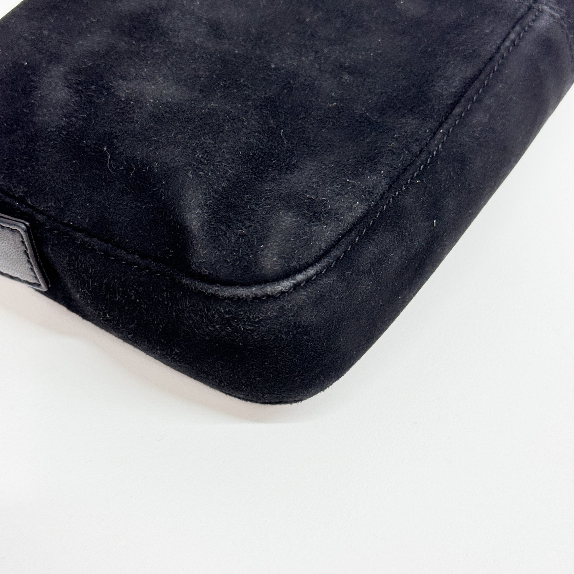Baguette Black Suede Shoulder Bag